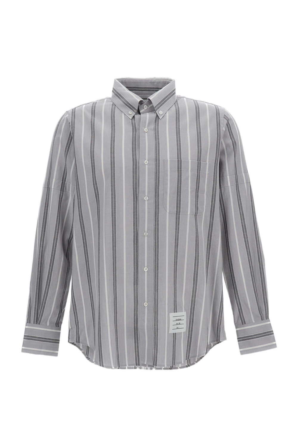 Relaxed Fit Striped Cotton Shirt with Pointed Collar