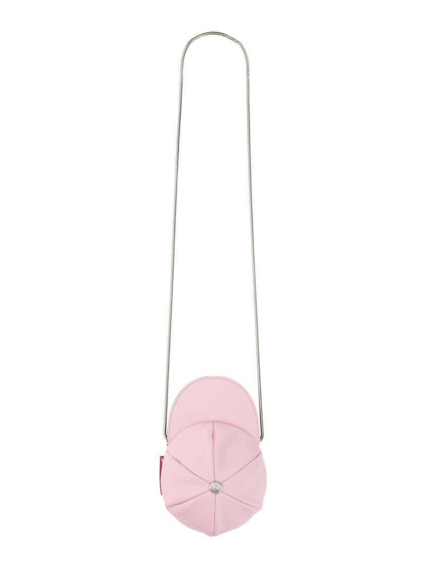 Rounded Cap-Style Mini Bag With Metallic Chain Strap