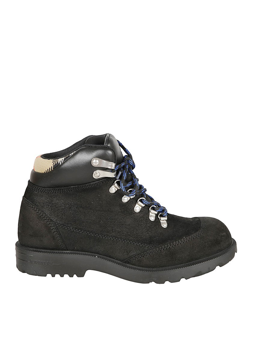 Suede Ankle Boots With Check Insert