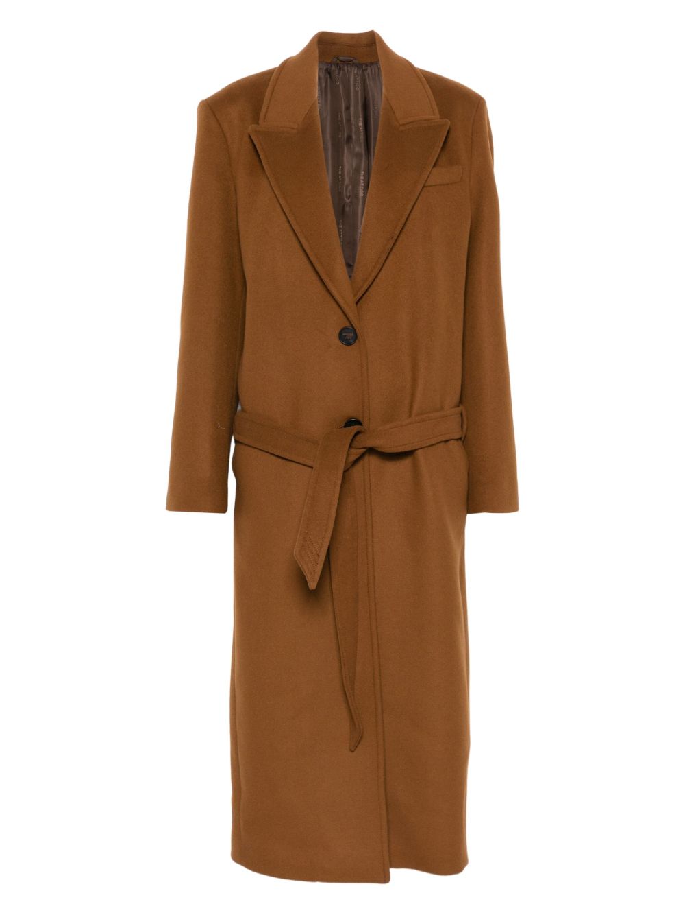 Long Camel Coat with Tailored Waist