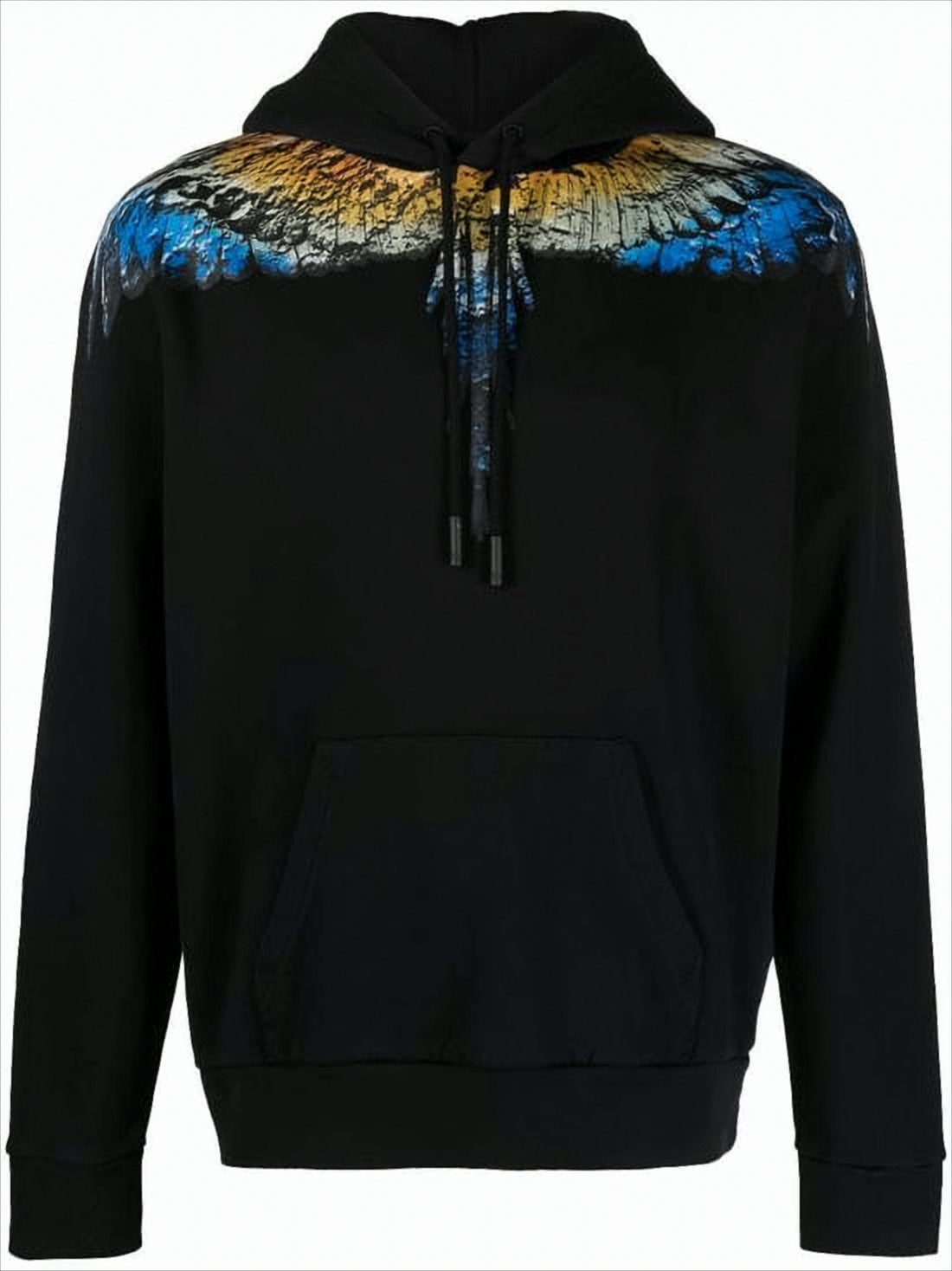 Winged Print Hooded Sweatshirt with Kangaroo Pocket