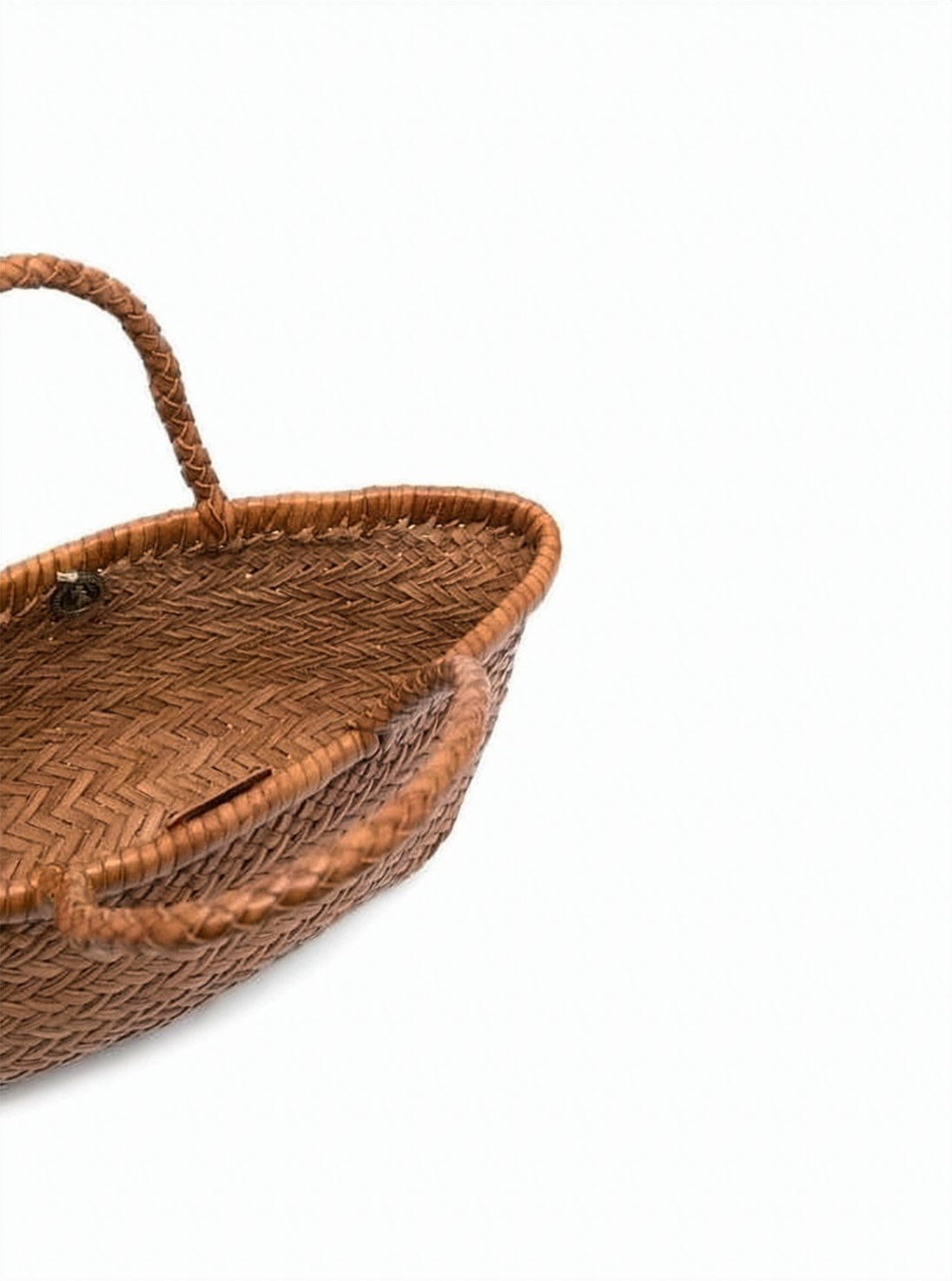 Mini Flat Basket-Style Tote with Braided Handles
