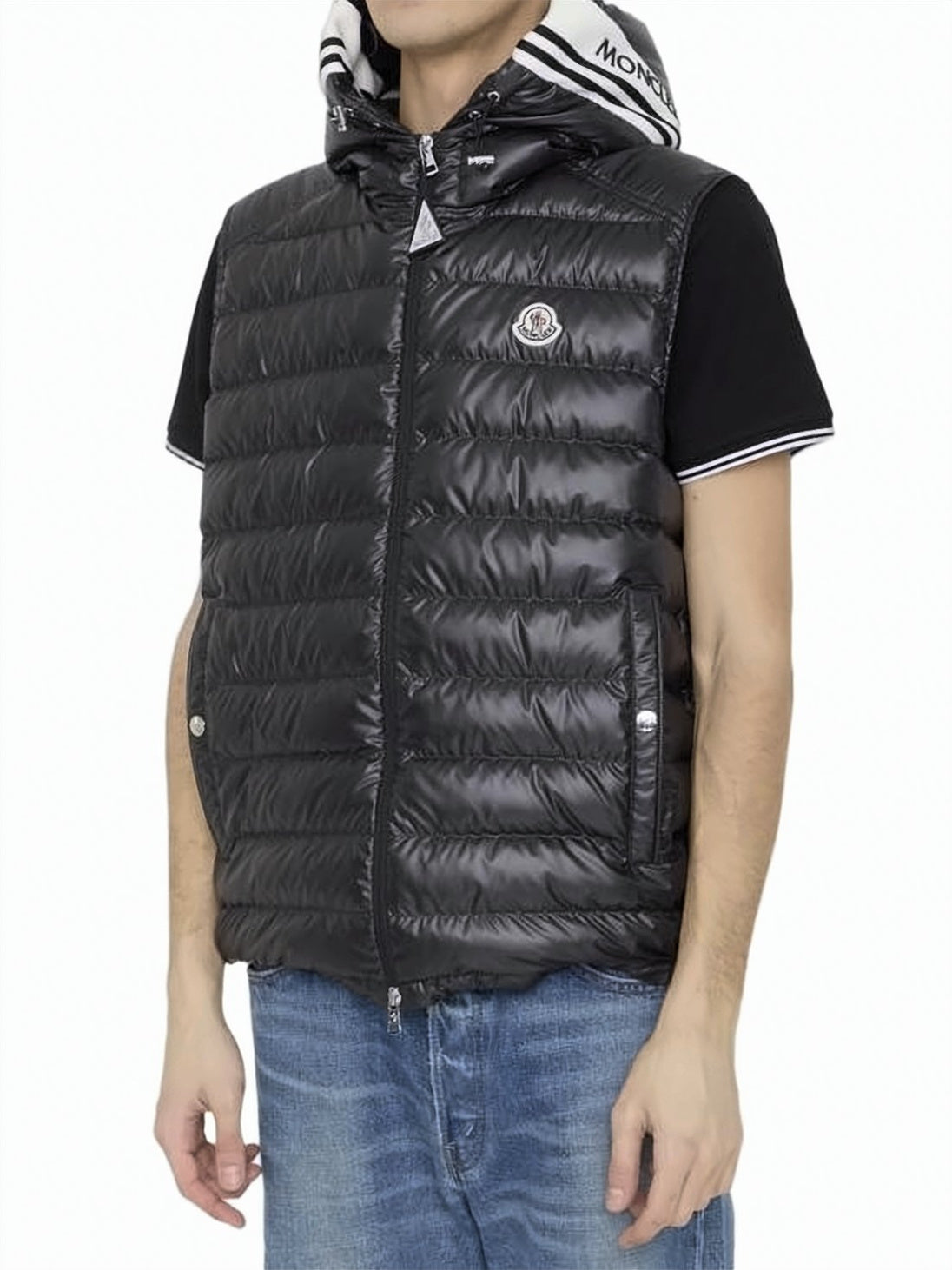 Horizontal Quilted Puffer Vest with Hood