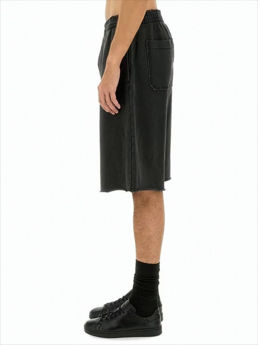 Relaxed-Fit Black Shorts with Flared Leg