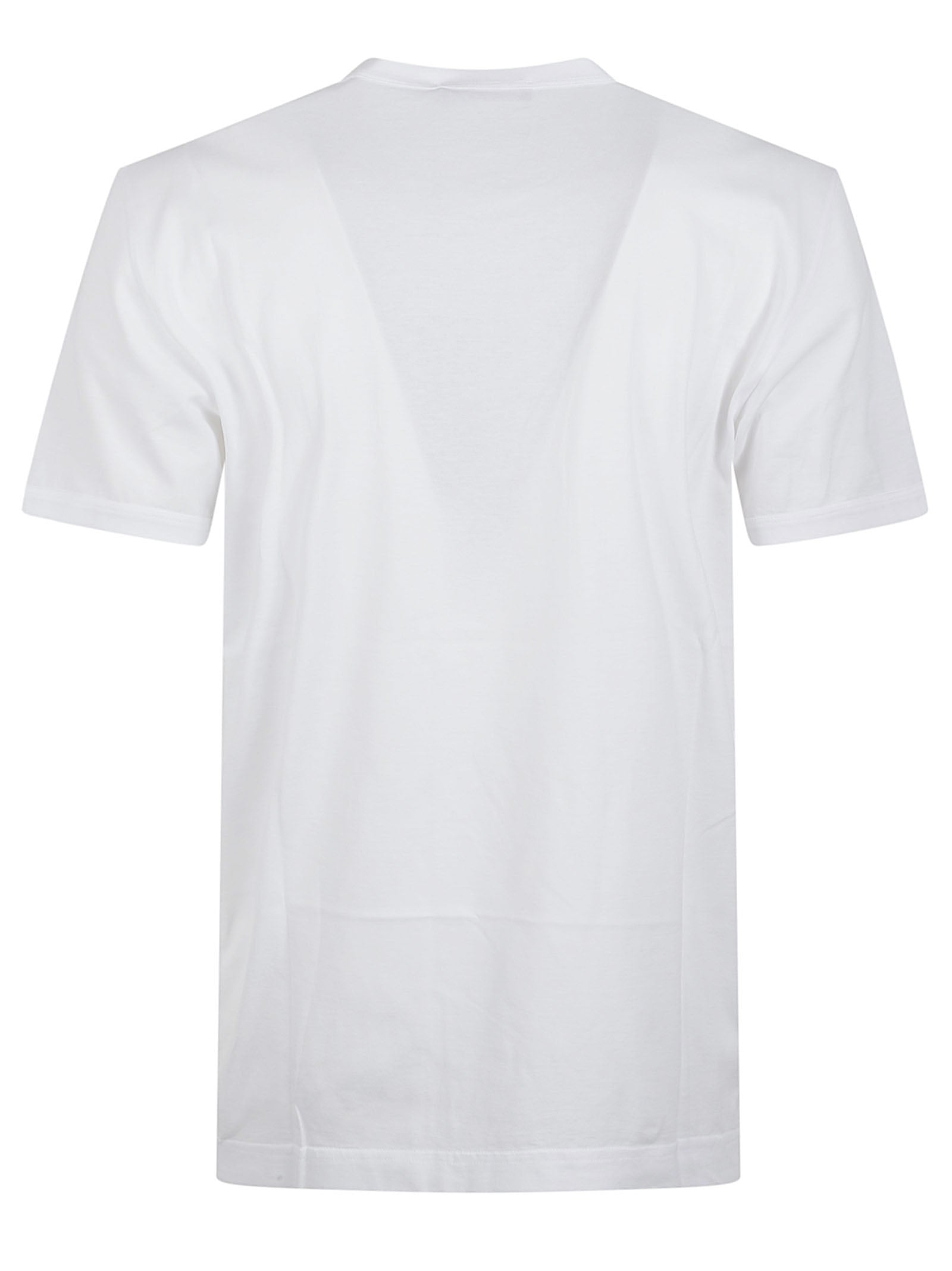 Plain White Crew Neck Tee with Textured Logo Patch