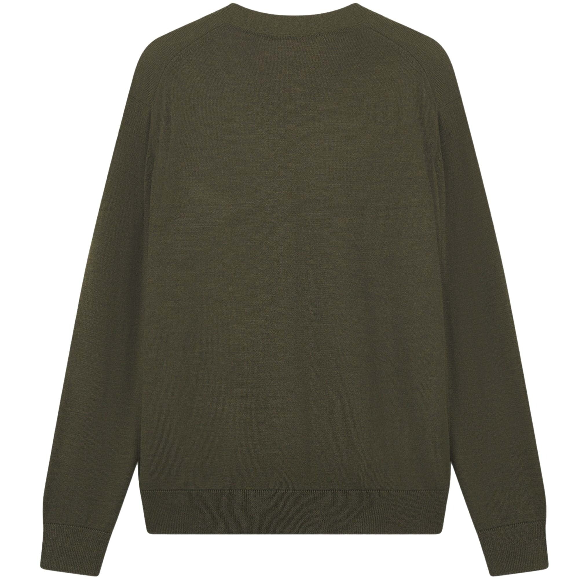 Classic Wool Cardigan With Deep V-Neckline And Embroidered Emblem