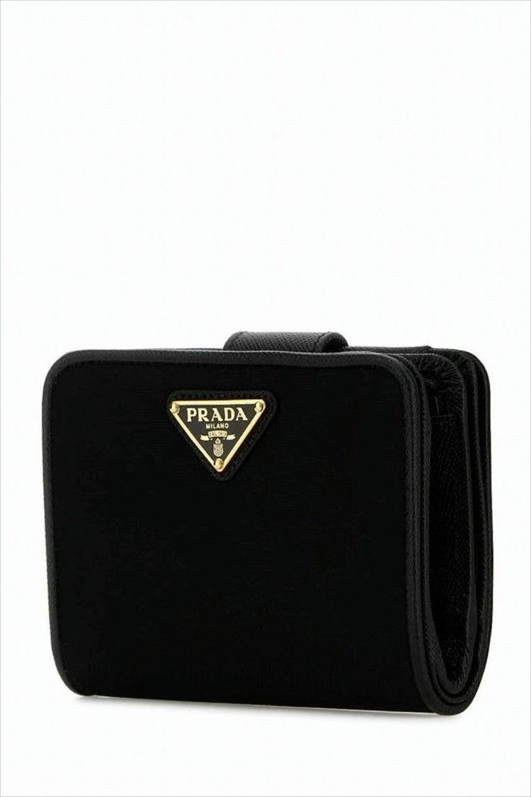 Compact Wallet In Recycled Nylon With Leather Trim