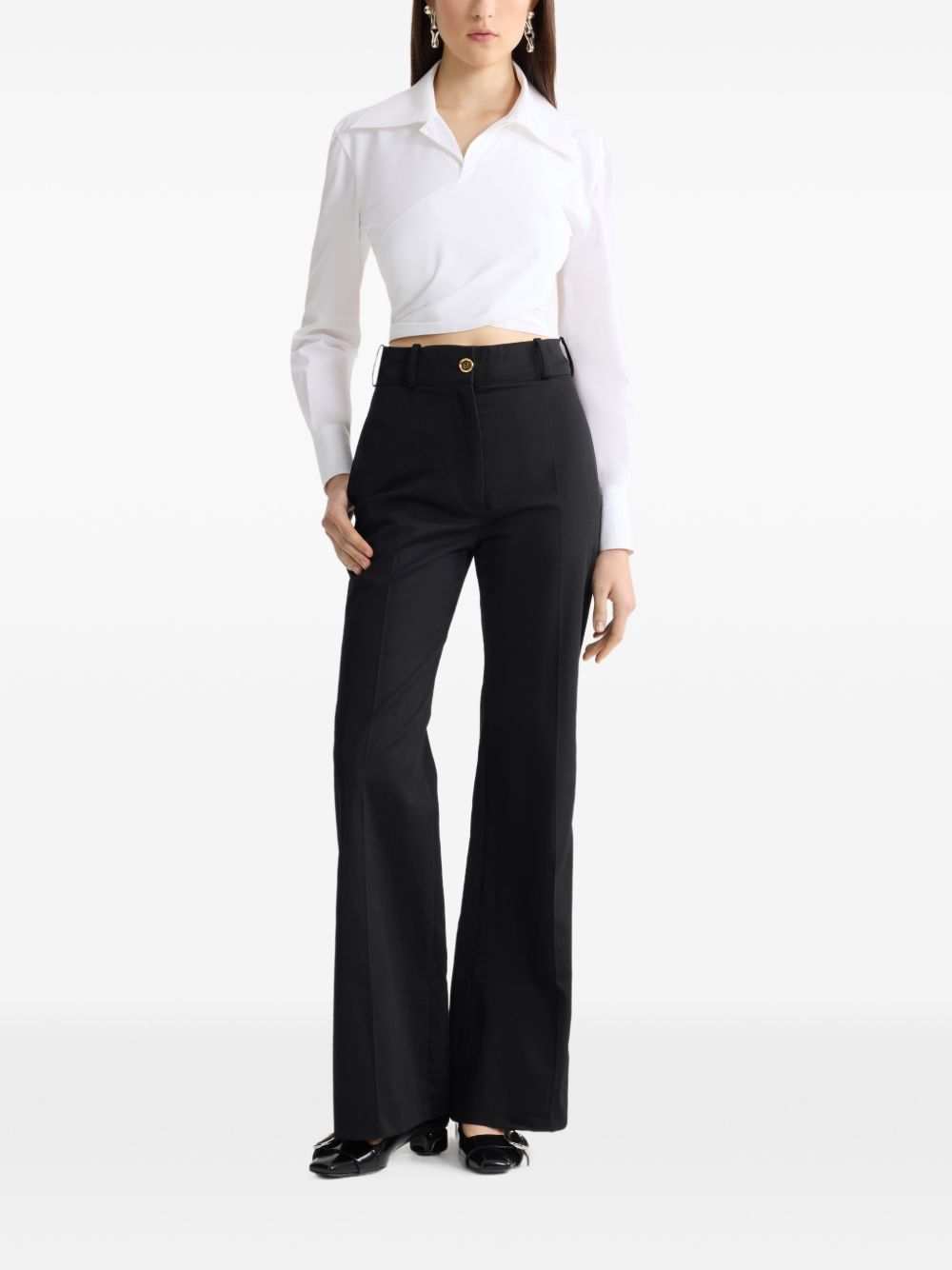 Collared Knotted Front Cut Out Back Top