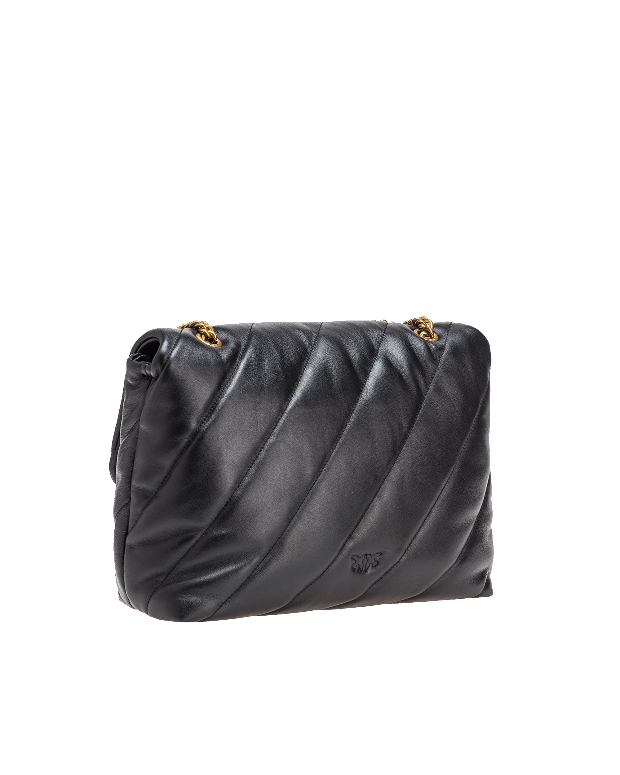 Black/Antique Gold Love Bag Puff Large Shoulder Bag