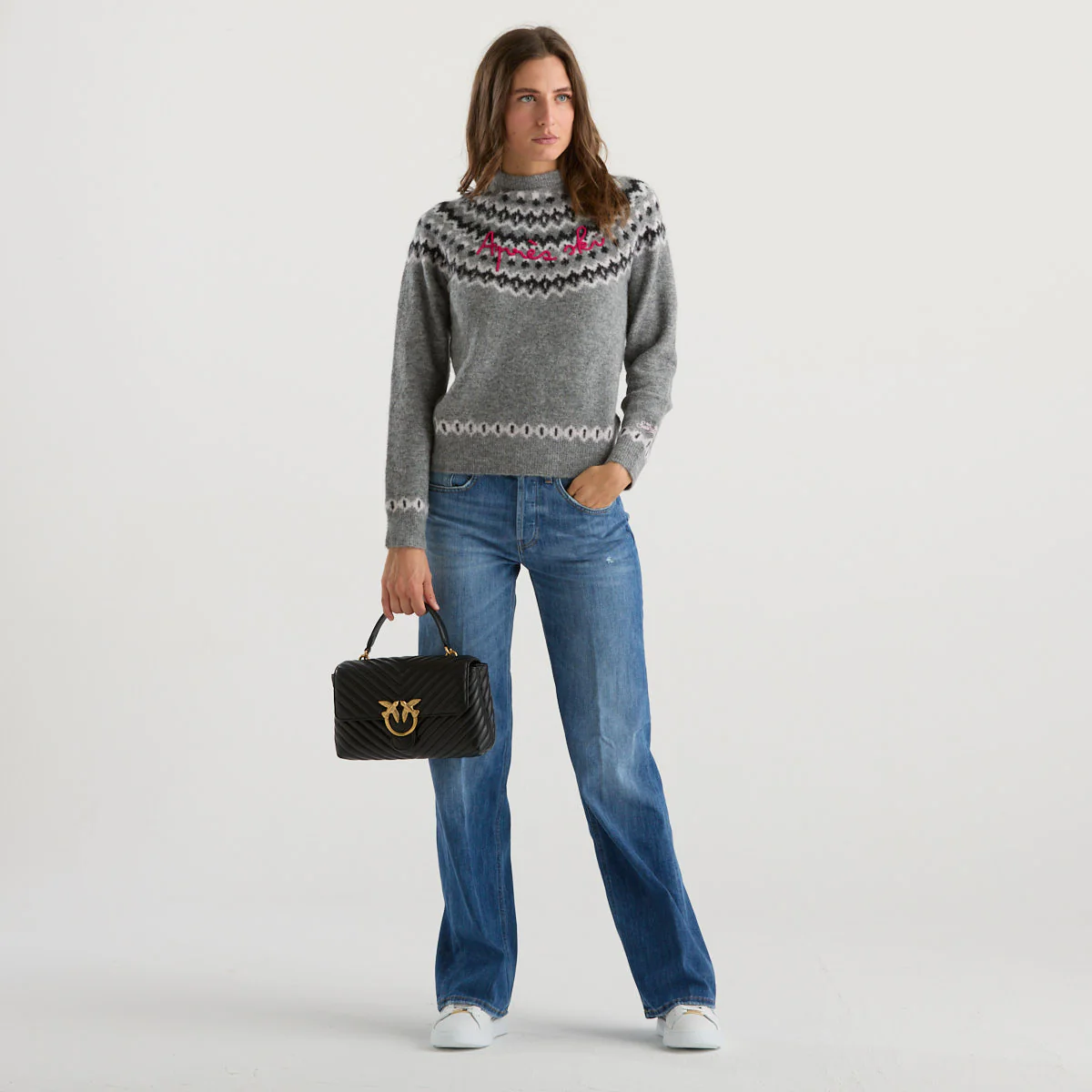 Nordic Knit Sweatshirt With Embroidered Script Detail