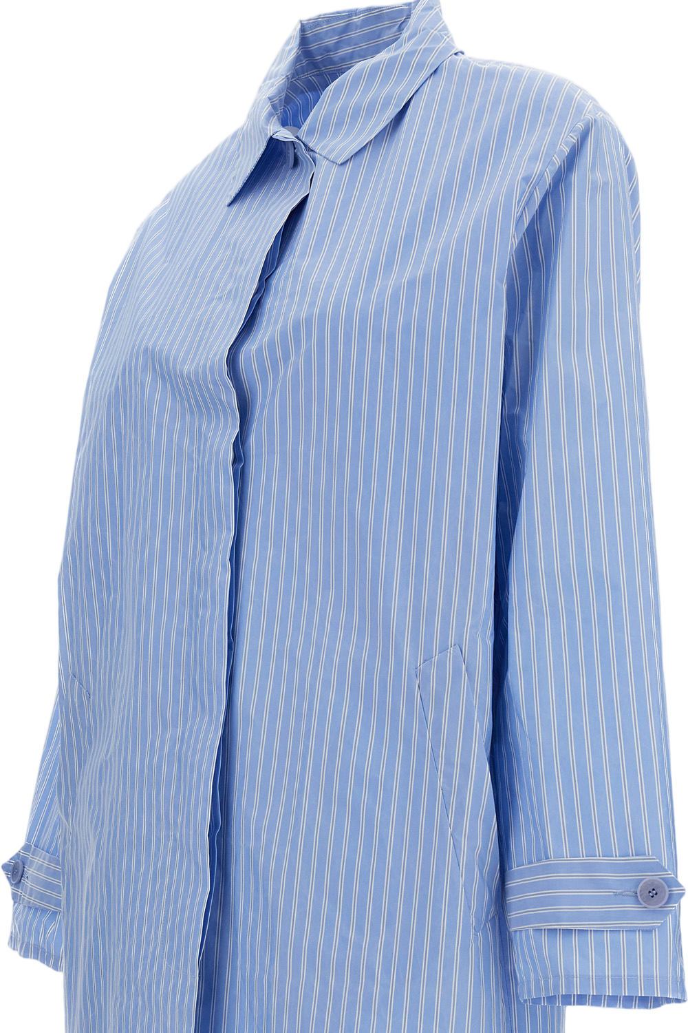 Structured Clear Blue Coat with Minimalist Aesthetic
