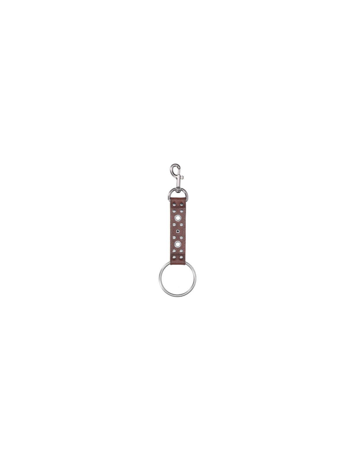 Brown Studded Leather Strap Keychain Charm