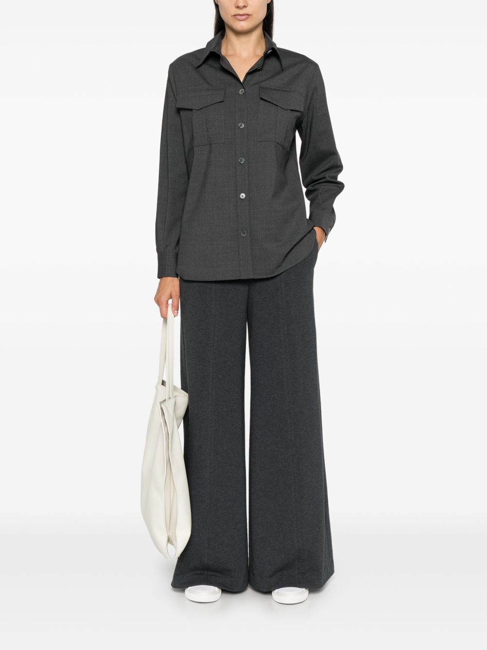 Structured Anthracite Stretch Wool Shirt
