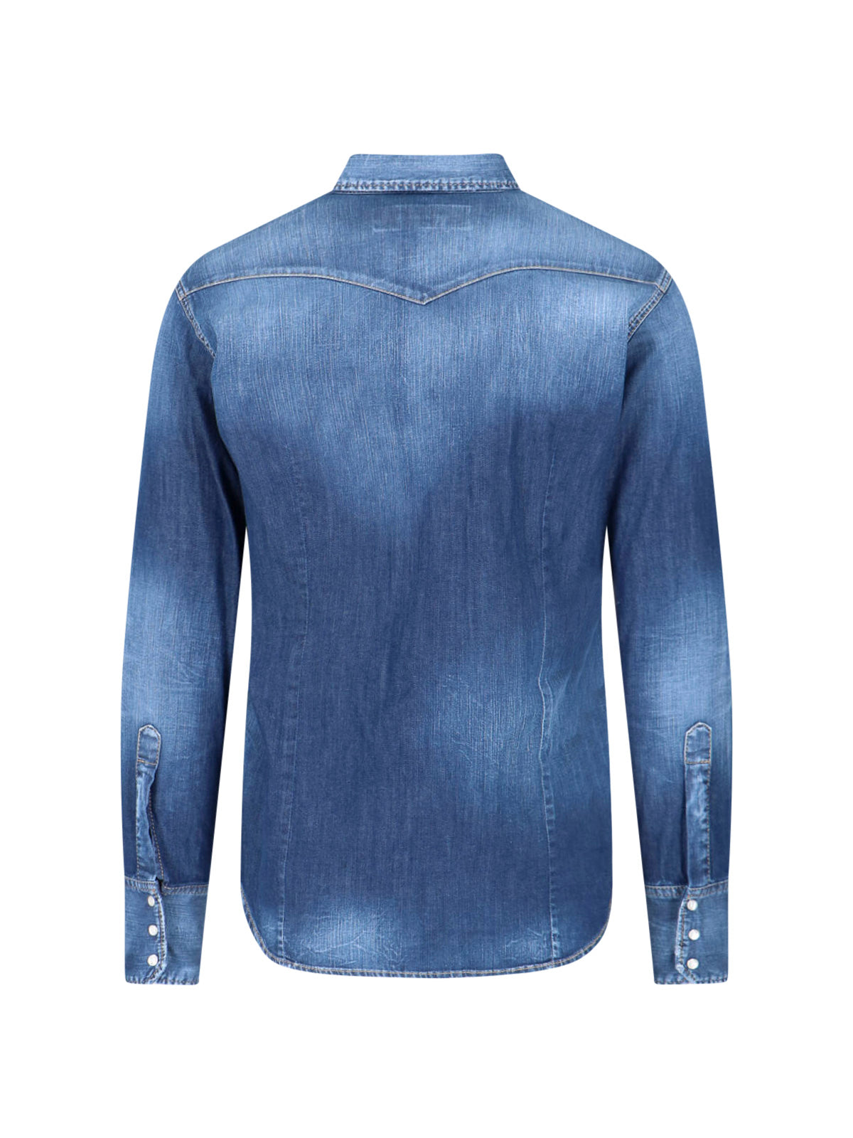 Blue Western Stretch Denim Logo Shirt