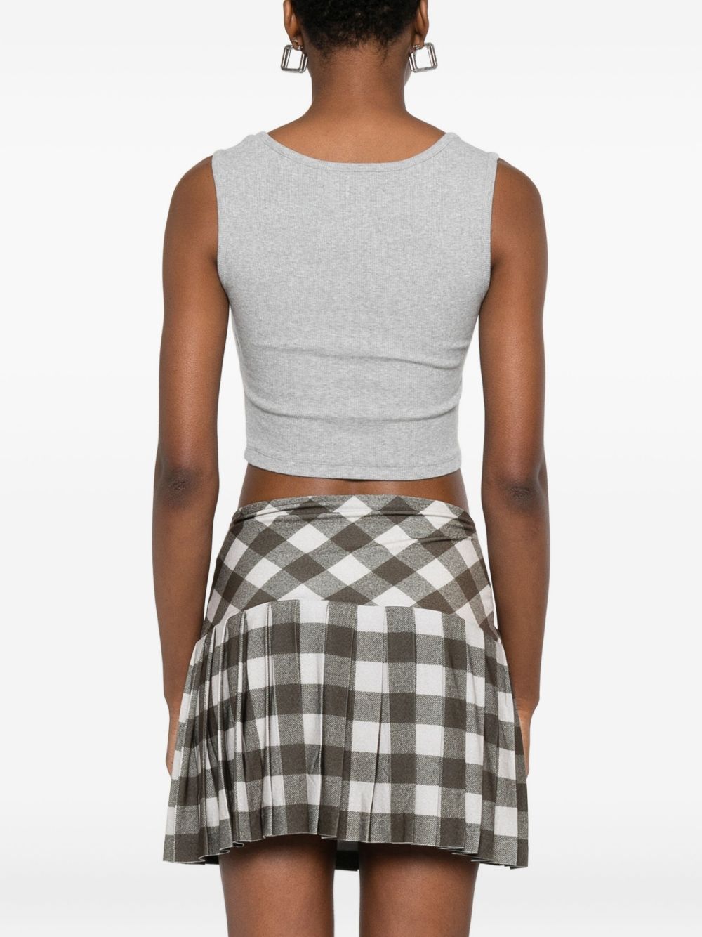 Grey Ribbed Scoop Neck Orb Top