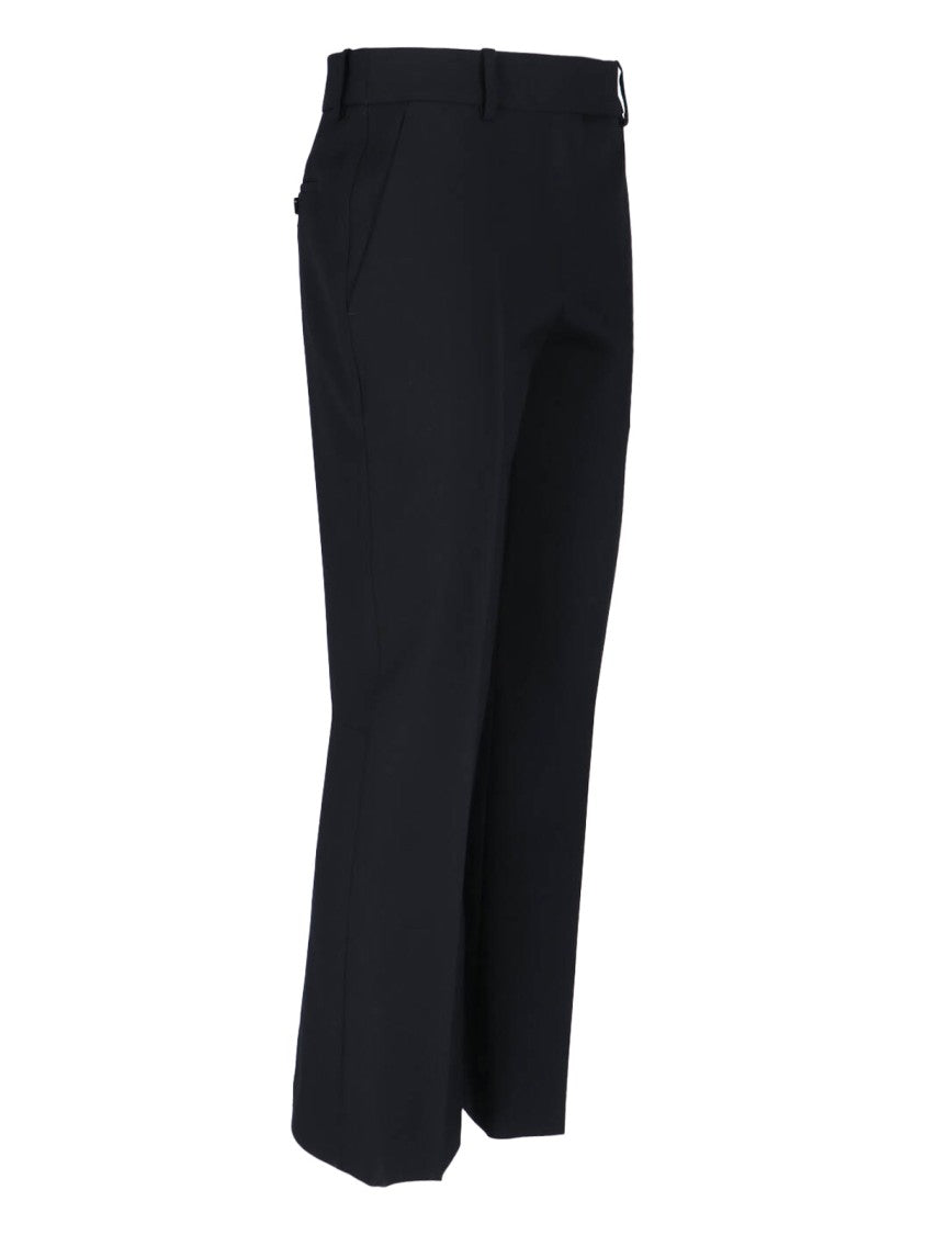 High-Waisted Black Wool Palazzo Pants