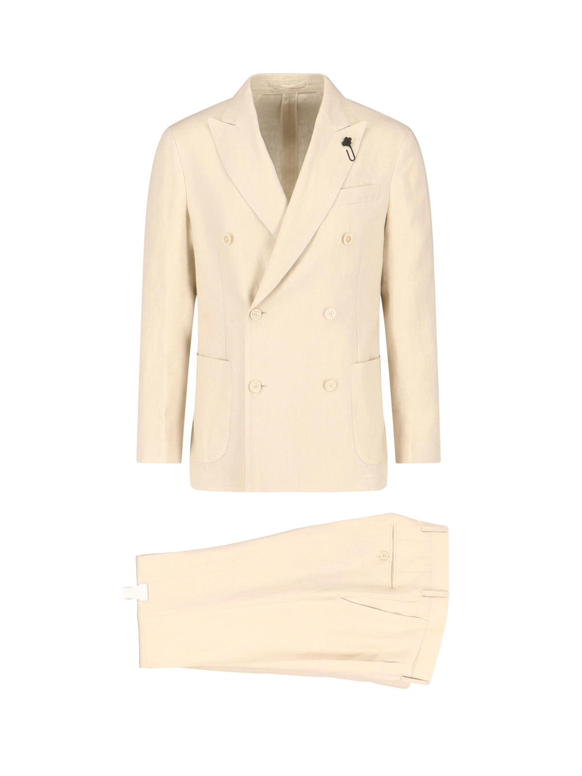 Cream Tailored Double-Breasted Linen Suit