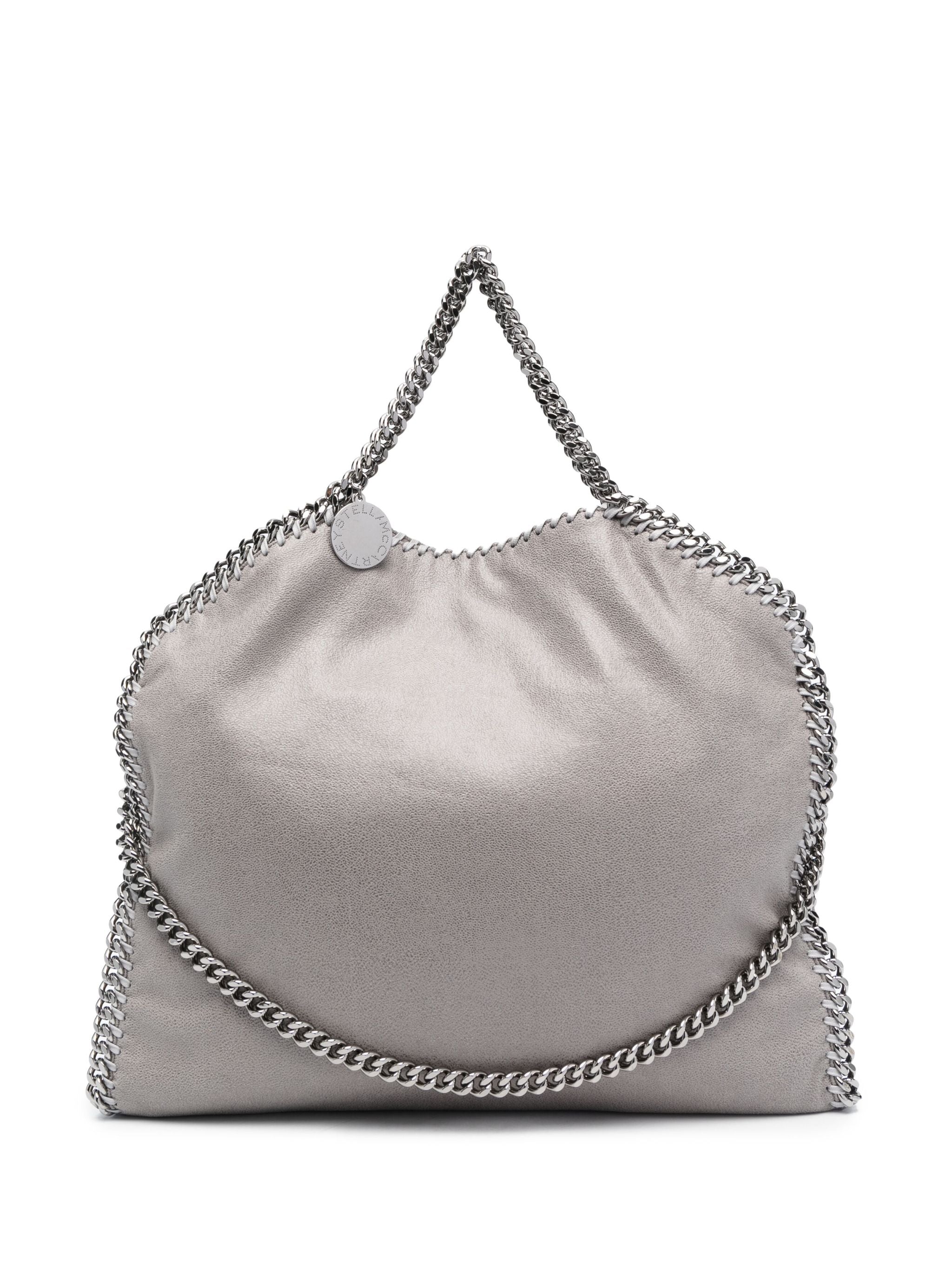 Soft-Texured Shoulder Bag With Silver-Tone Chain Trim