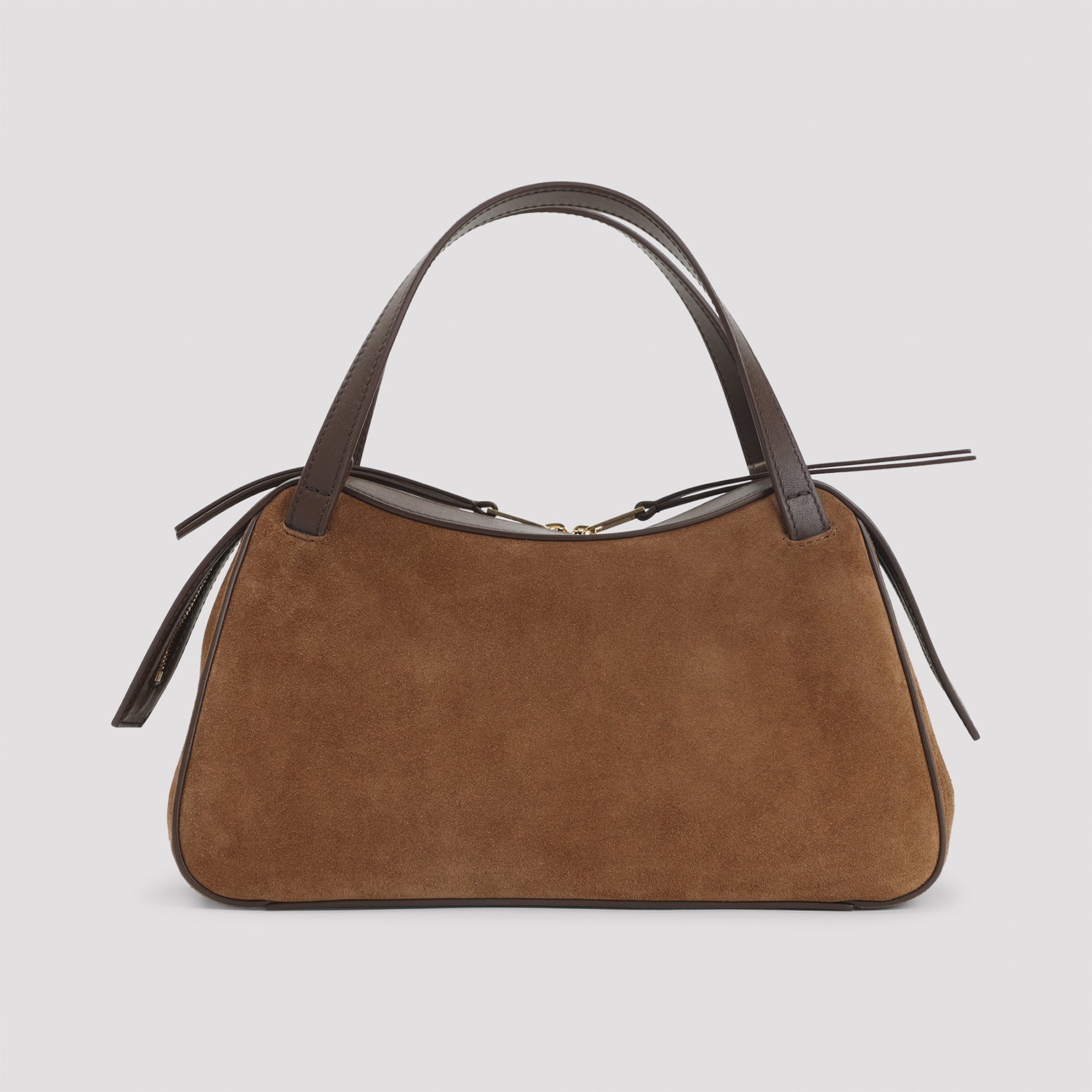 Structured Suede and Calf Leather Shoulder Bag
