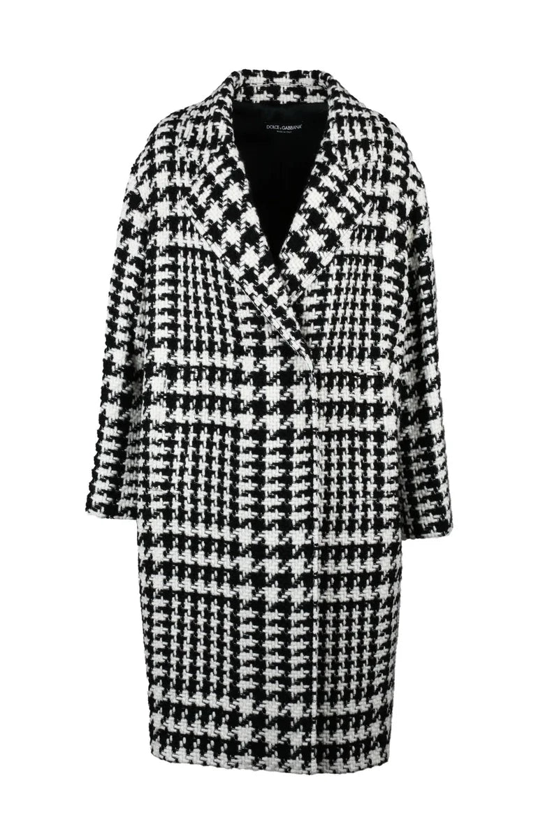 Mixed Fibre Coat - Black/White
