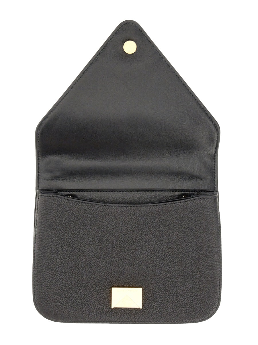 Suede Shoulder Bag with Extralarge Chain Handle