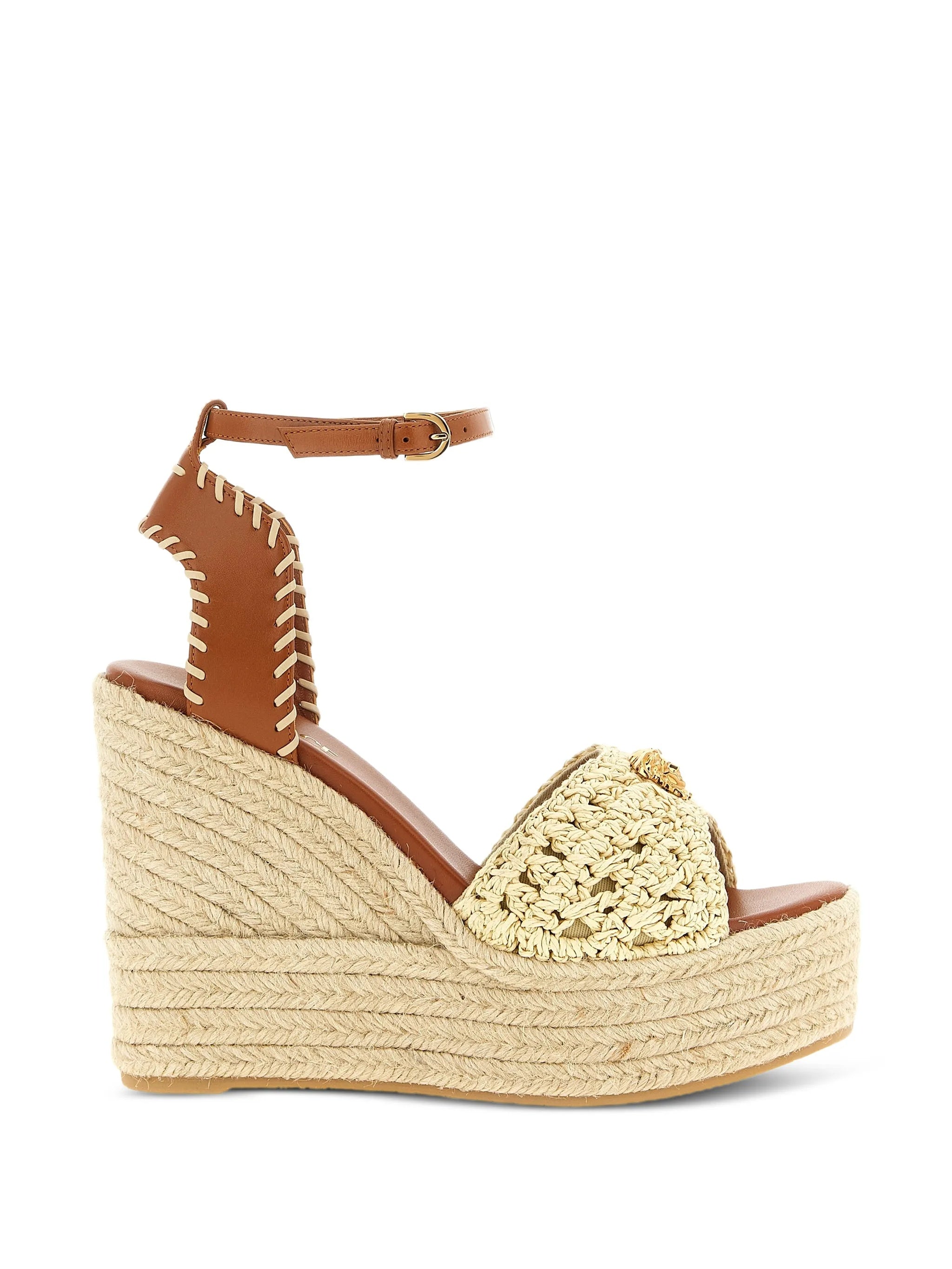 Braided Jute Platform Wedge Leather Sandals