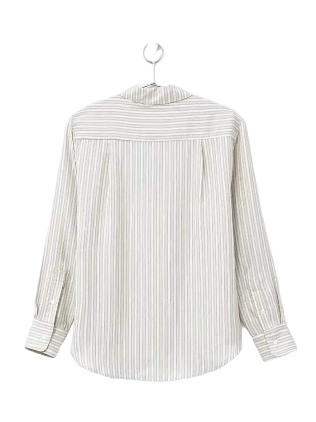Silk Button-Up Shirt With Vertical Stripe Pattern