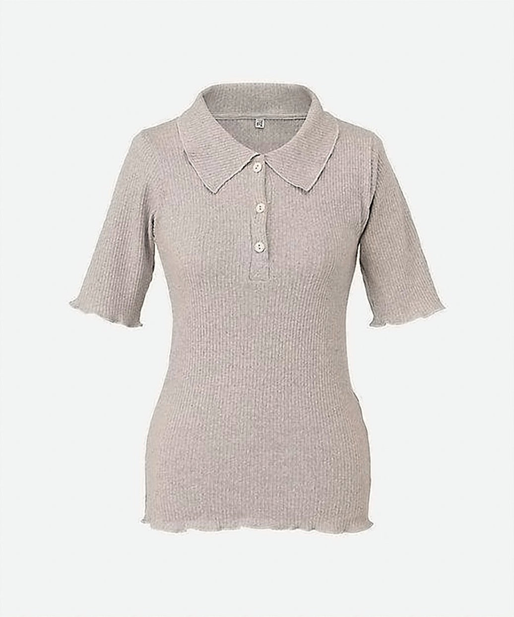 Ribbed Knit Polo Shirt