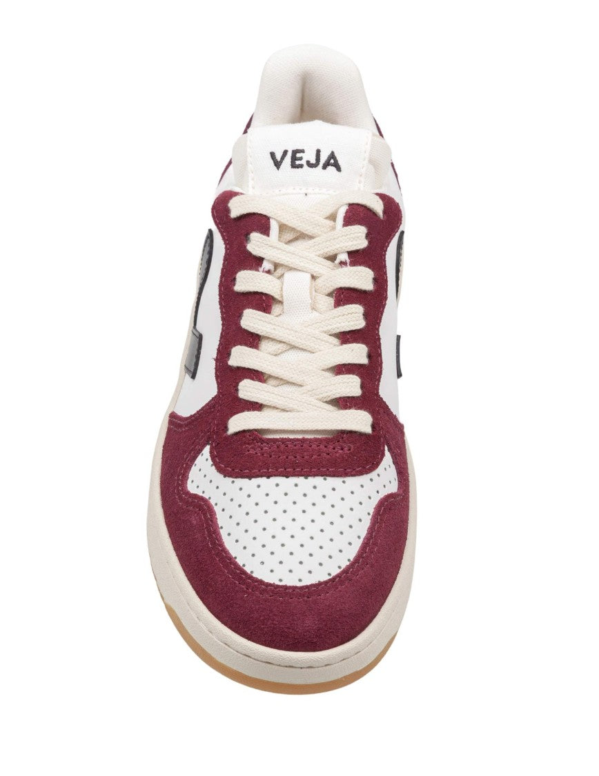 V-10 Leather Sneakers In Burgundy And White