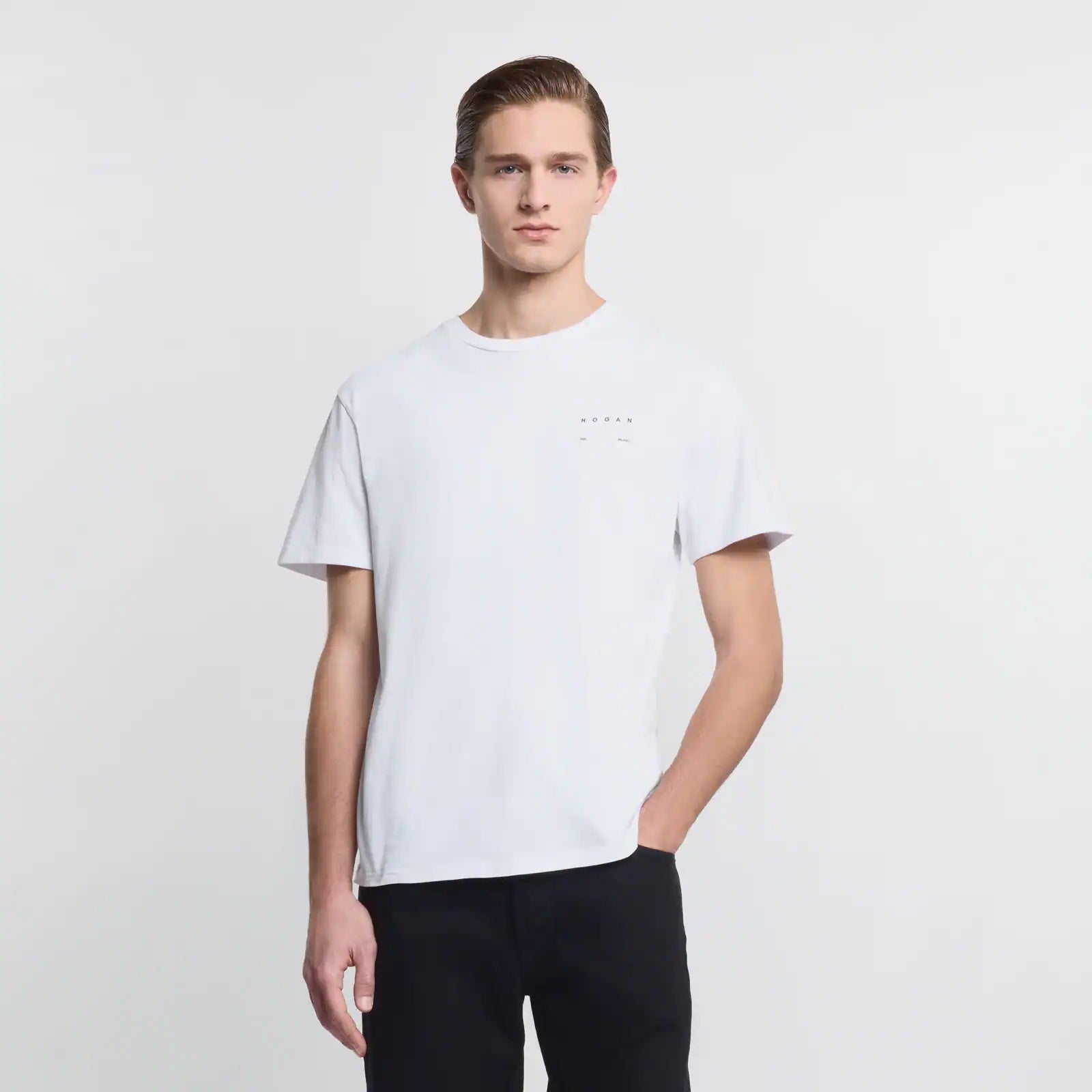 Versatile White T-Shirt With Calf Leather Accents