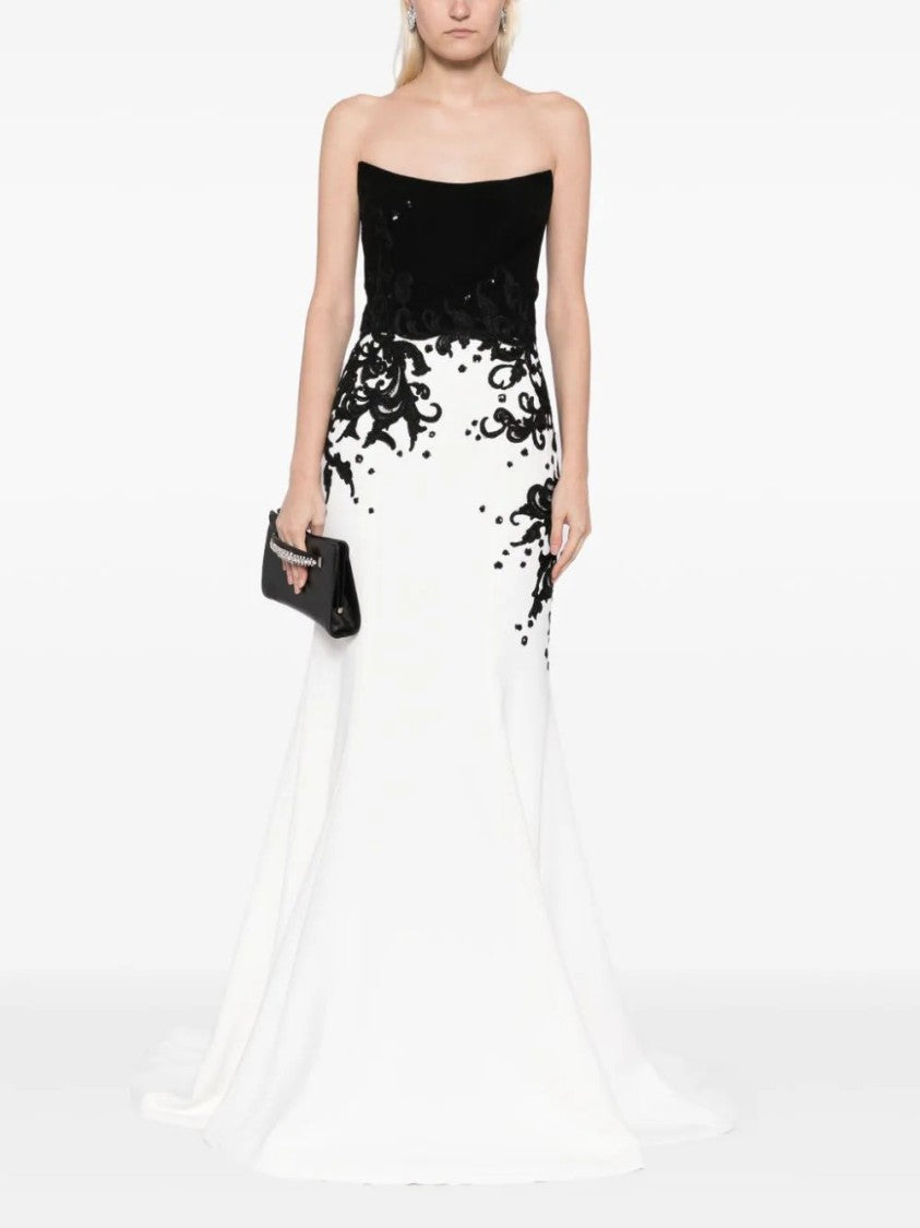 Crepe Mermaid Dress With Embroidery