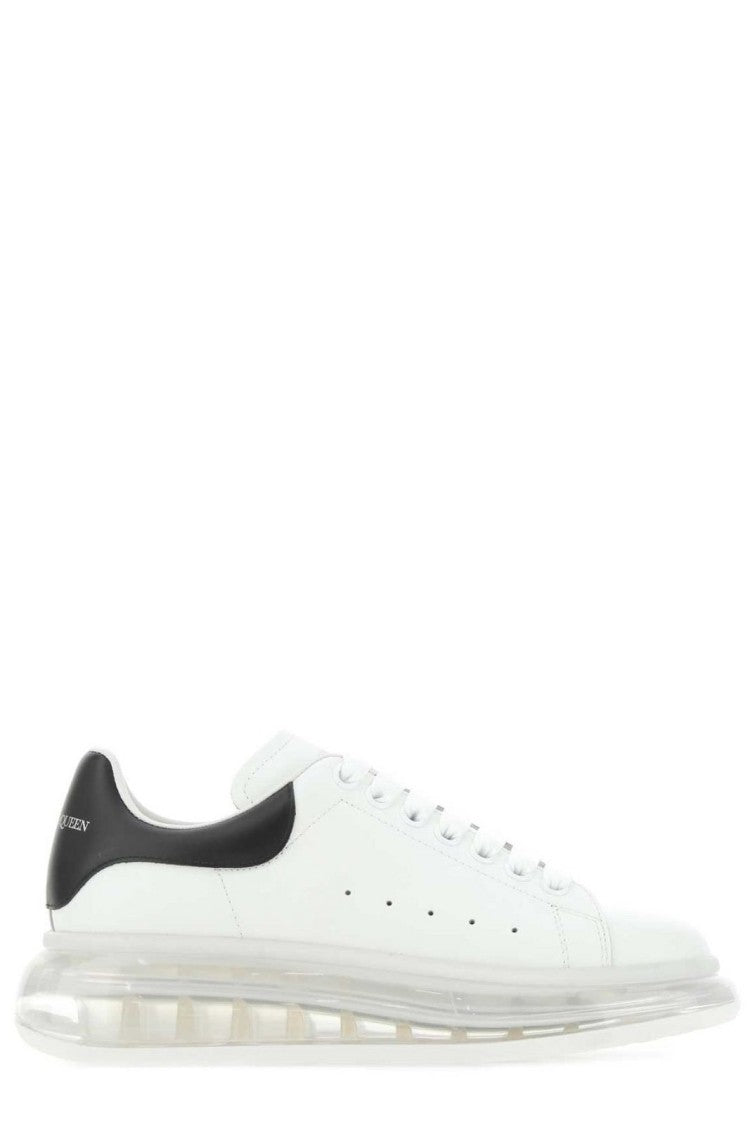 White Leather Sneakers With Transparent Sole