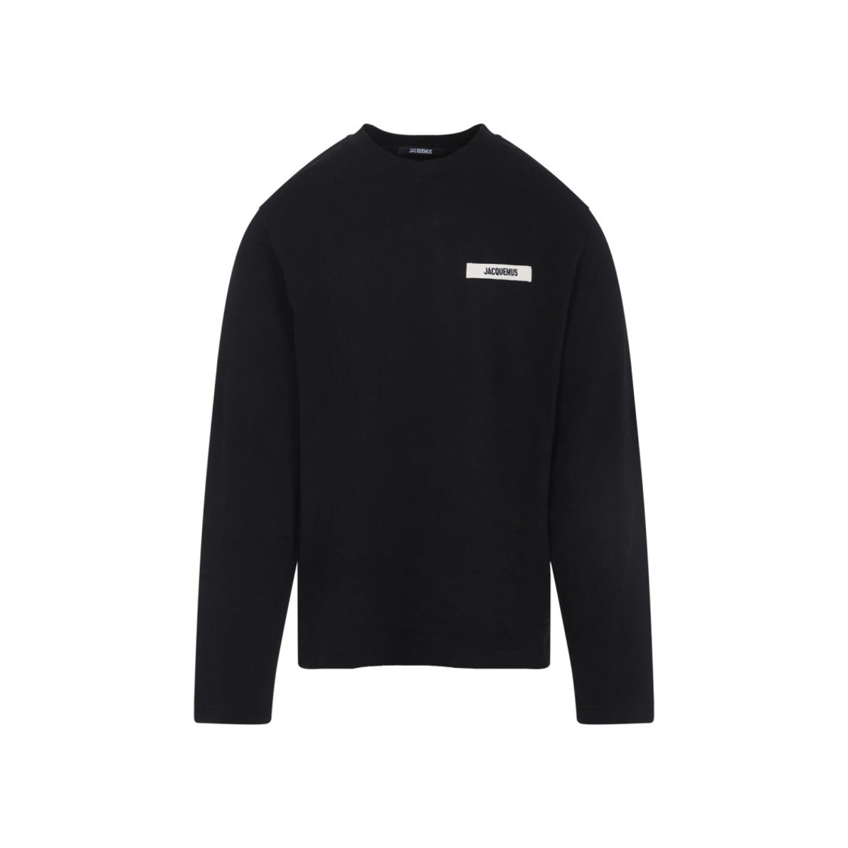 Long-Sleeve Black Cotton T-Shirt With Design