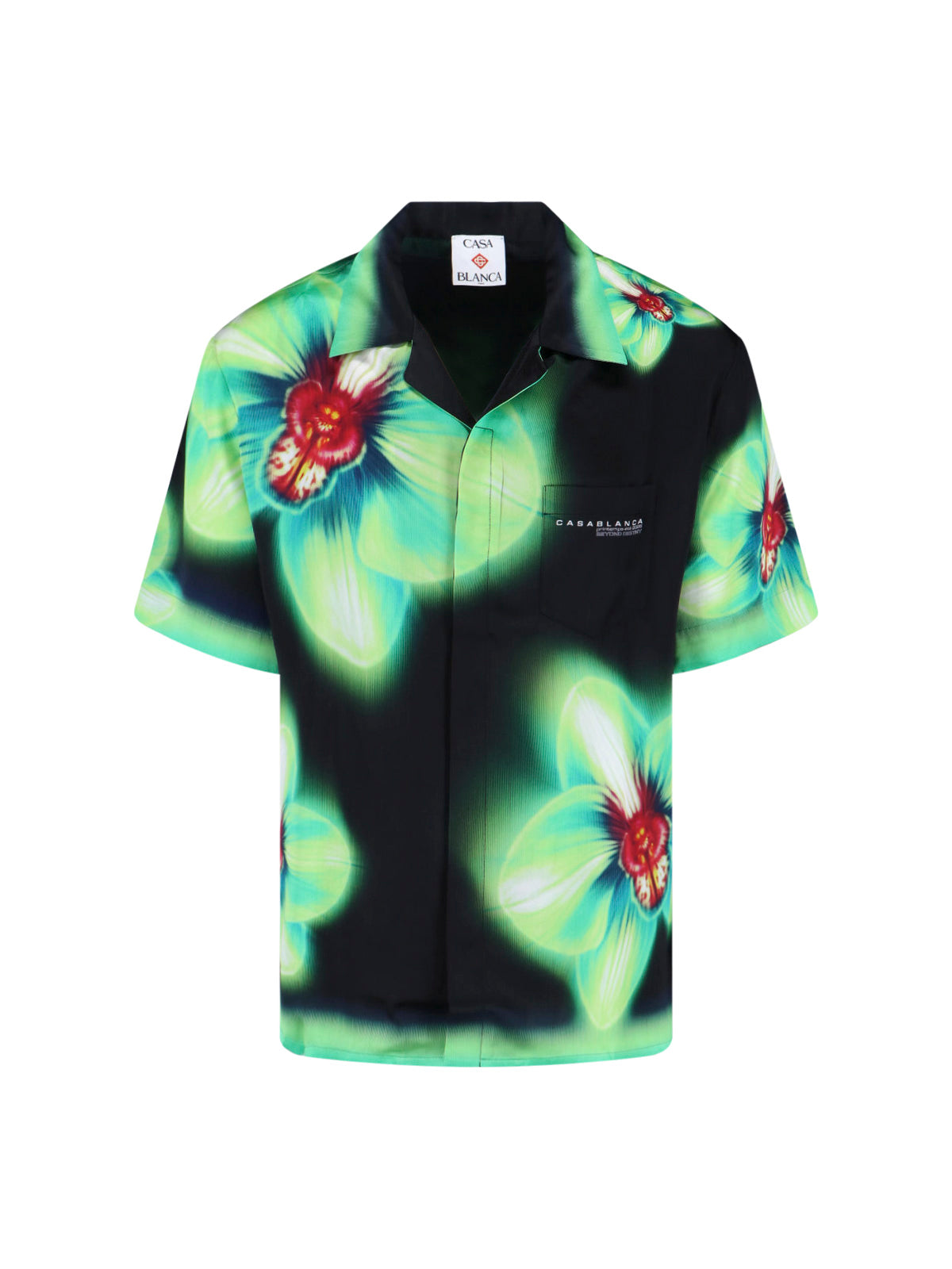 Orchid Glitch Silk Print Short Sleeve Shirt