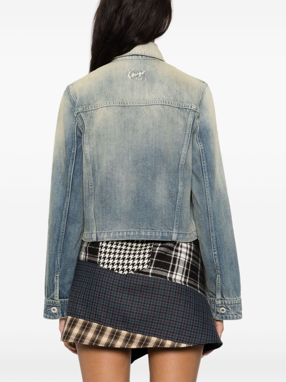 Indigo Blue Washed Denim Cropped Jacket