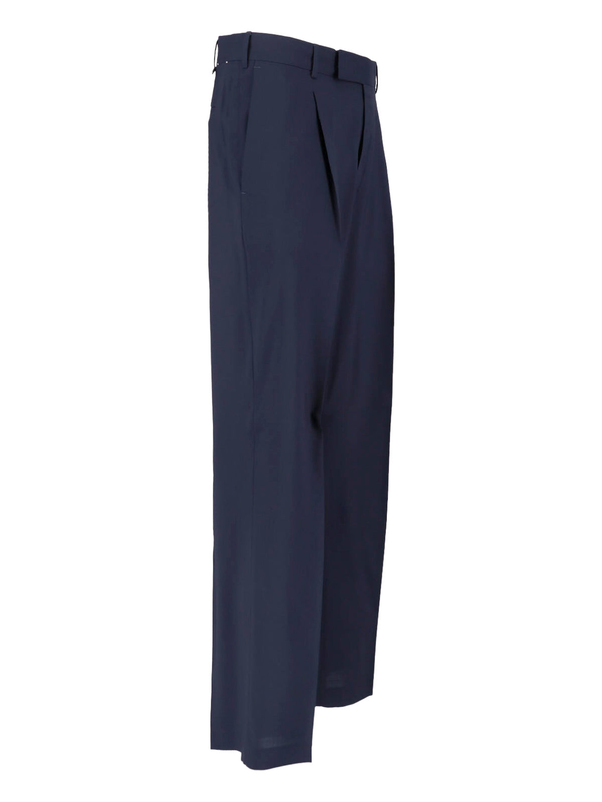 Blue Mid-Rise Straight-Leg Virgin Wool Trousers