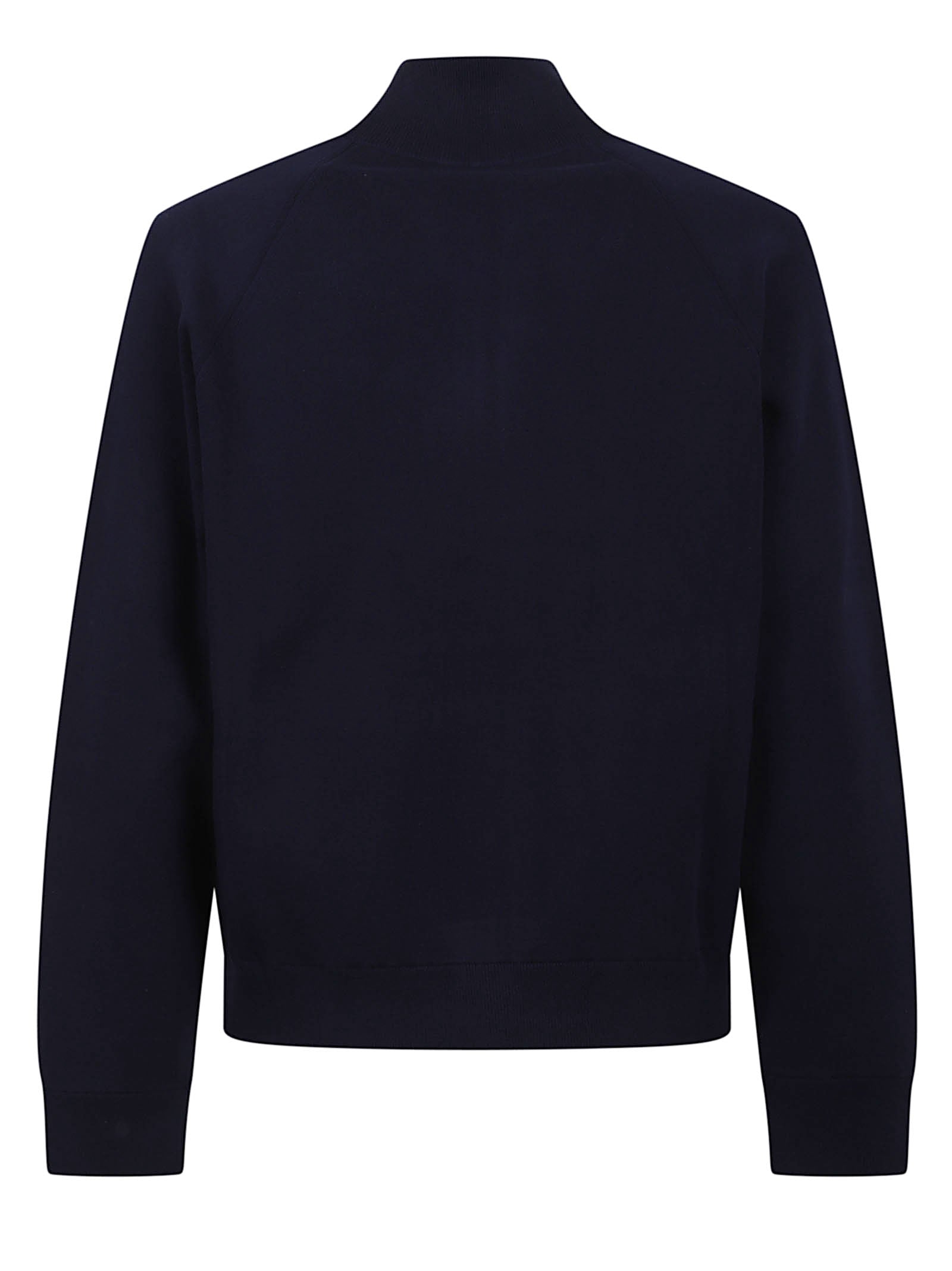 Textured Knit Sweater with Zip-Up Front and High Collar