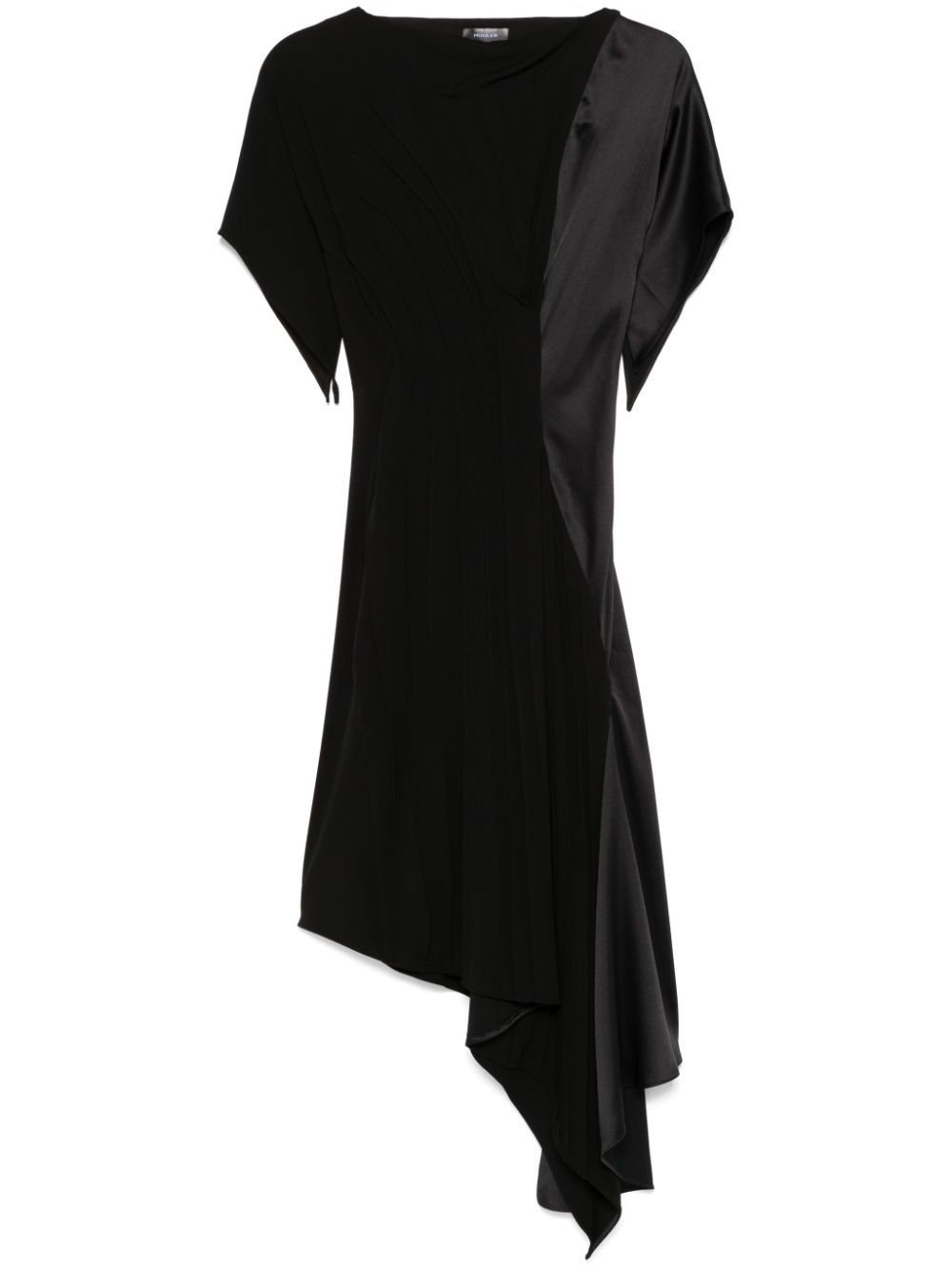 Asymmetrical Black Midi Dress