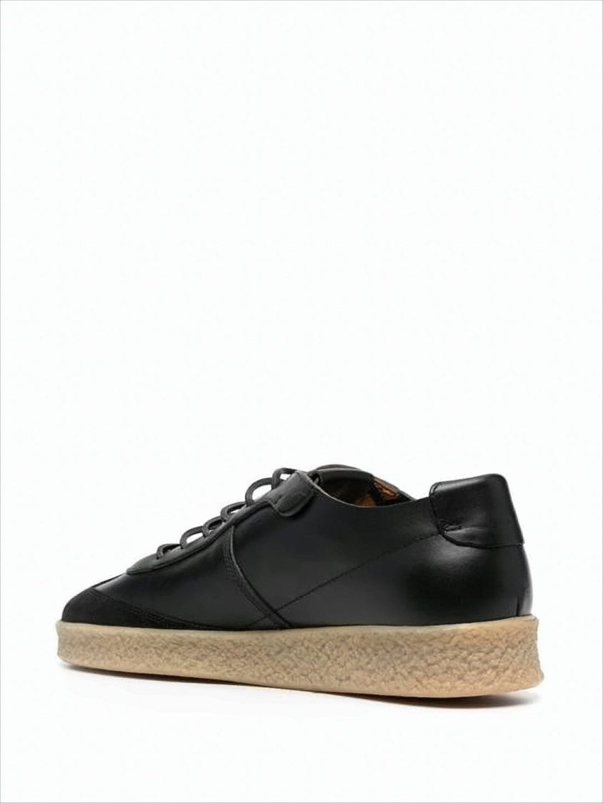 Low-Top Black Leather And Suede Sneakers