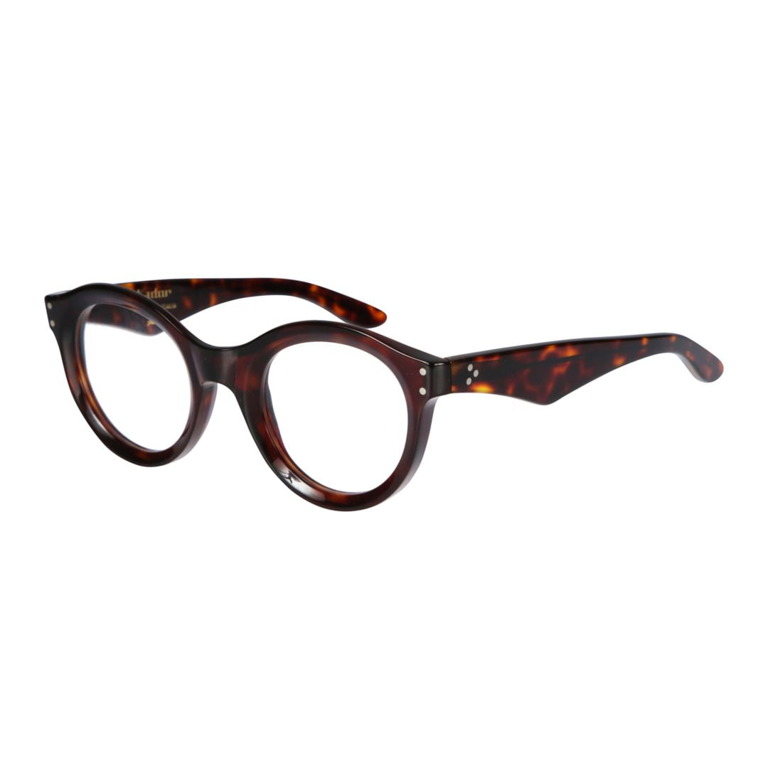 Thick Tortoiseshell Round Frame Sunglasses with Metallic Accents