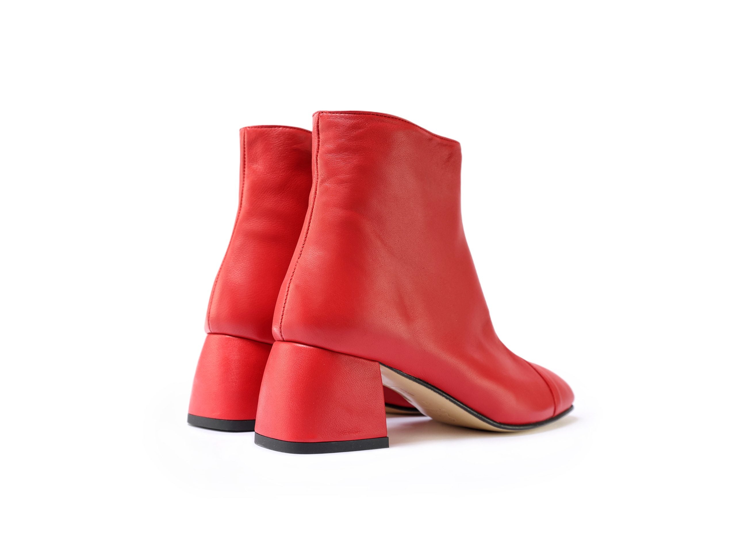 Red Nappa Leather Ankle Boots