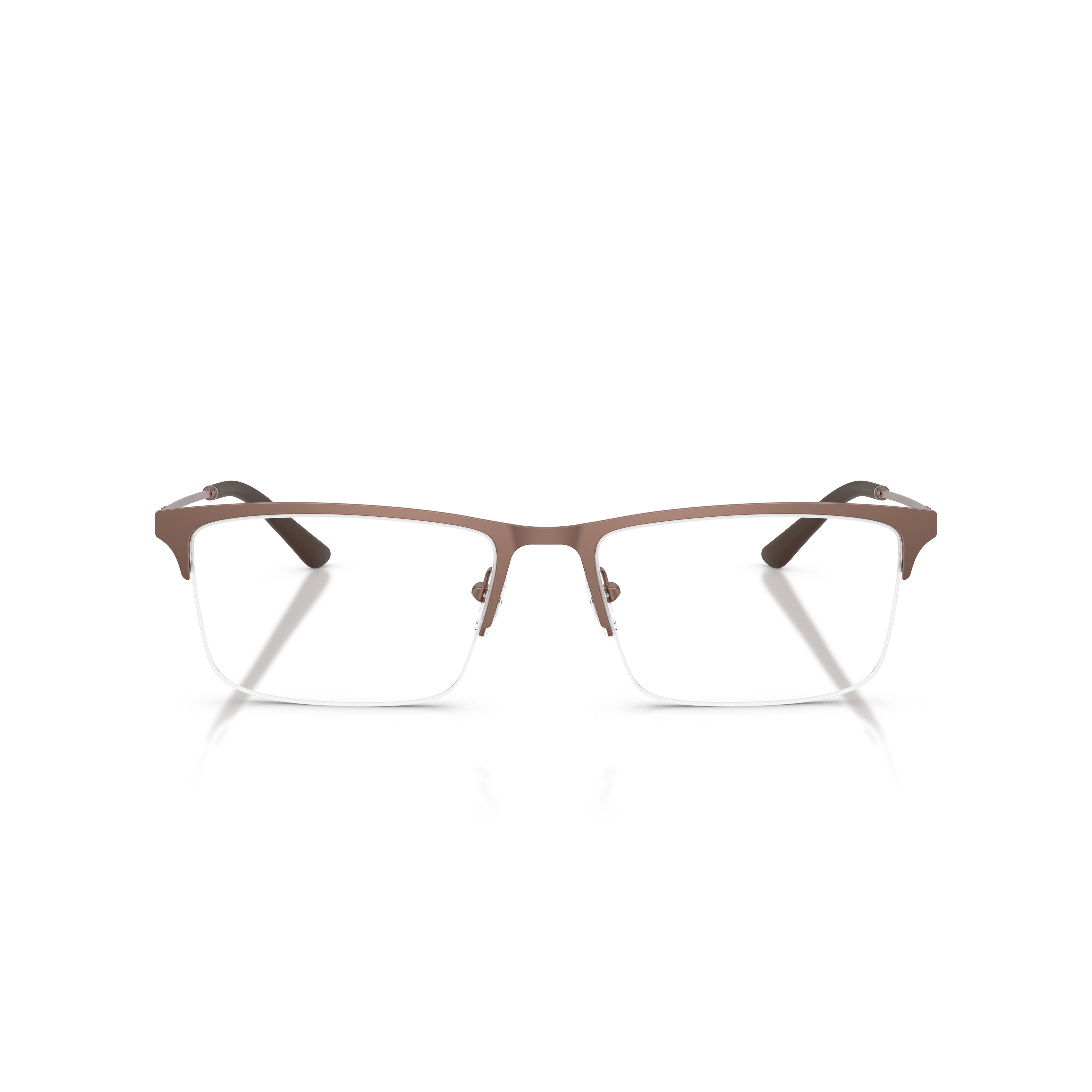 0ea1177 Semi-Rimless Rectangular Eyeglasses with Matte Brown Frame