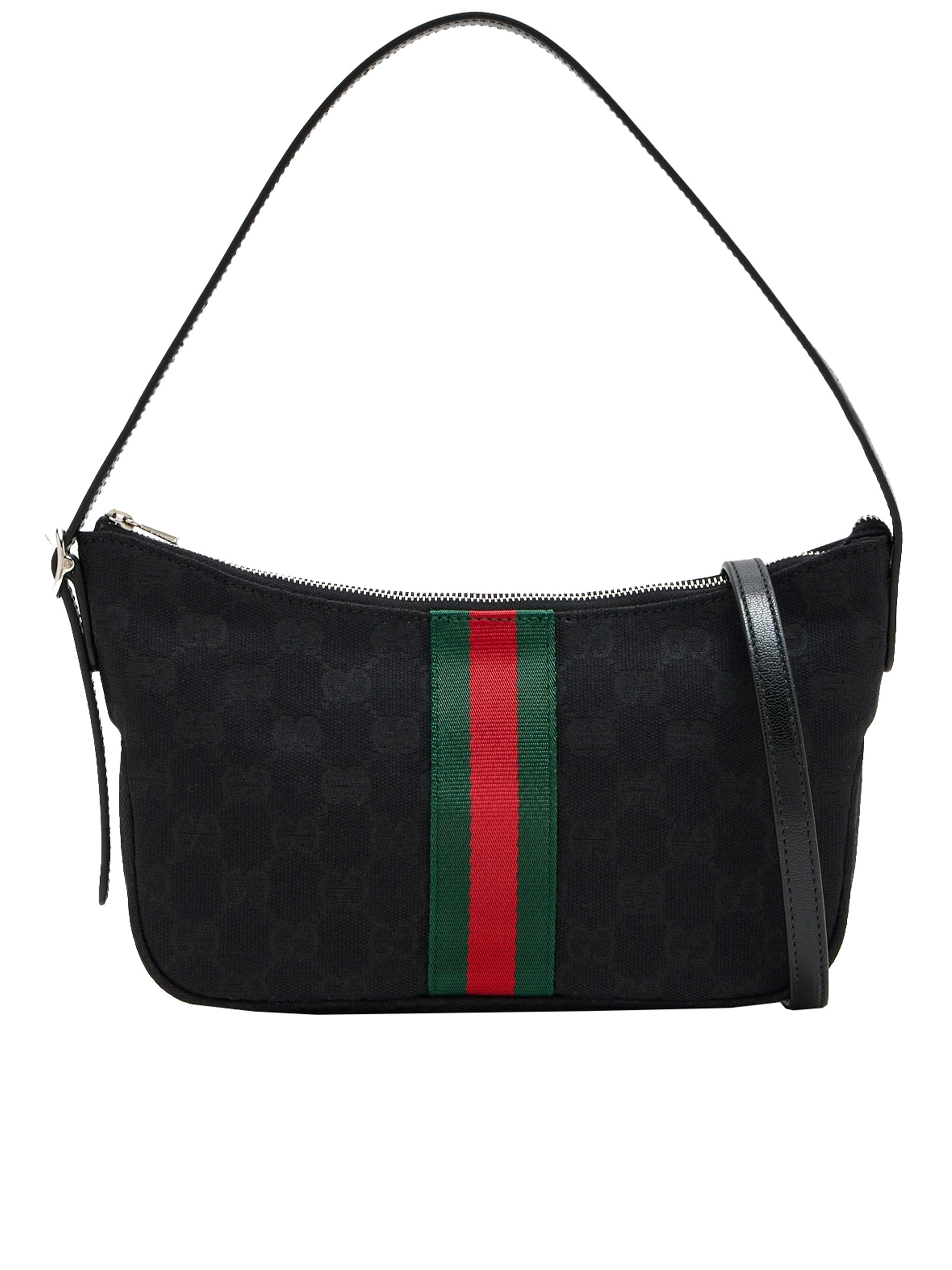 Black Textured Monogram Striped Crossbody Bag