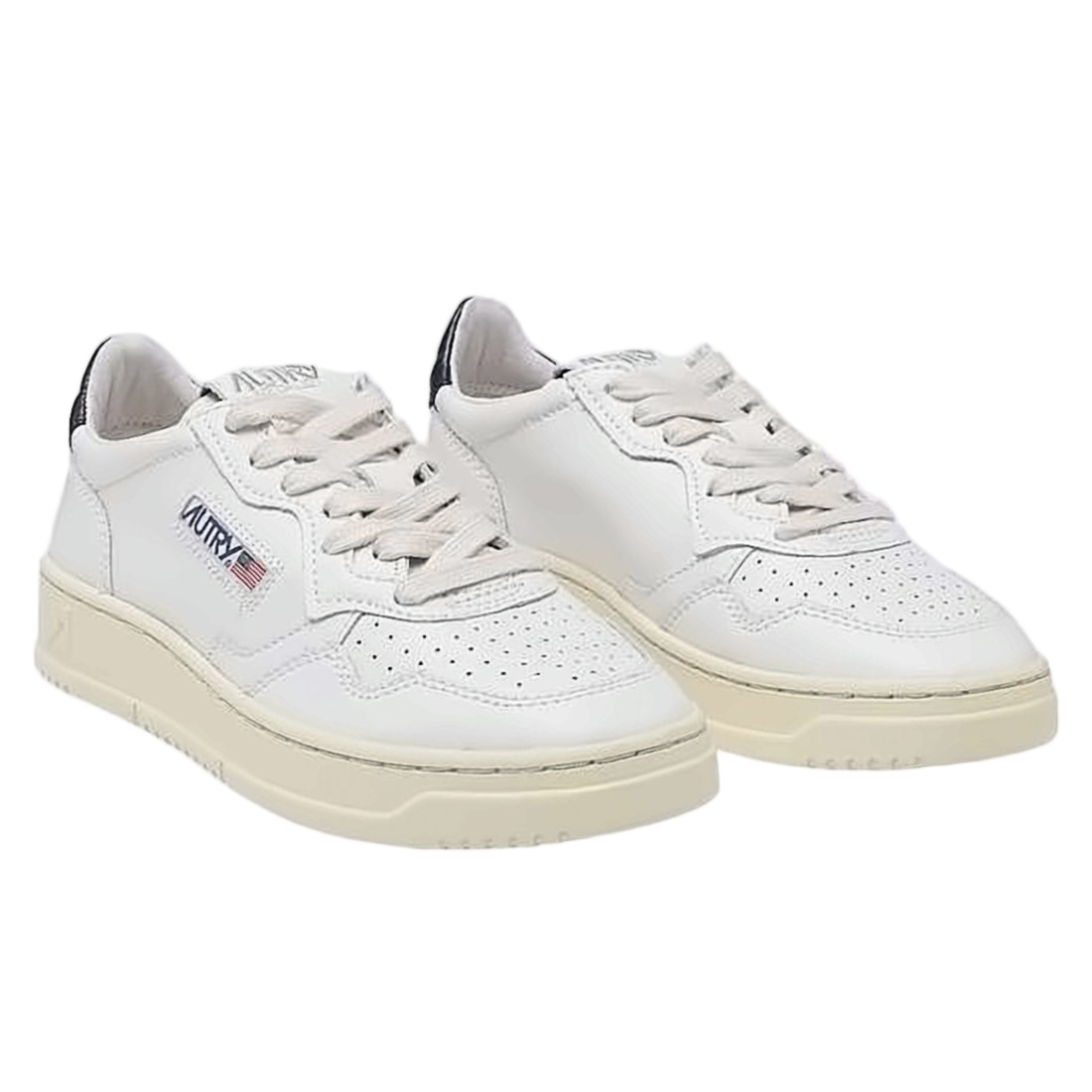 Perforated Leather Low-Top Sneakers with Padded Collar