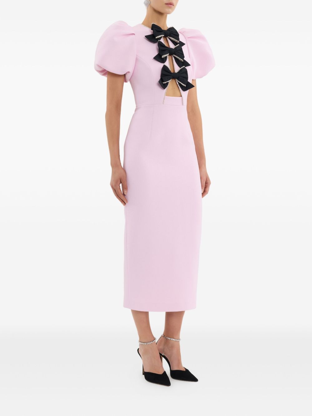 Midi-Length Fitted Dress with Cut-Out Front