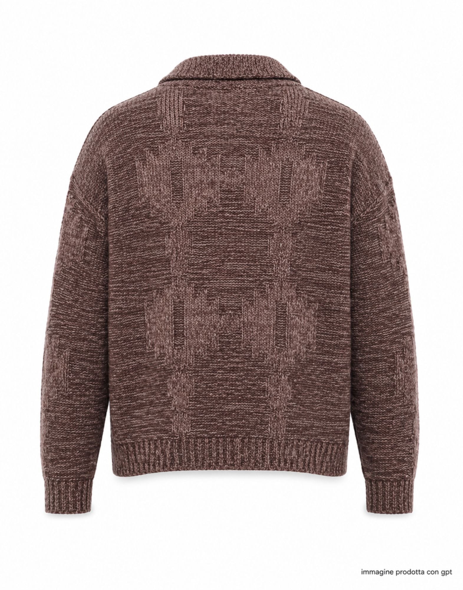 Brown Melange Wide Cropped Knit Overshirt