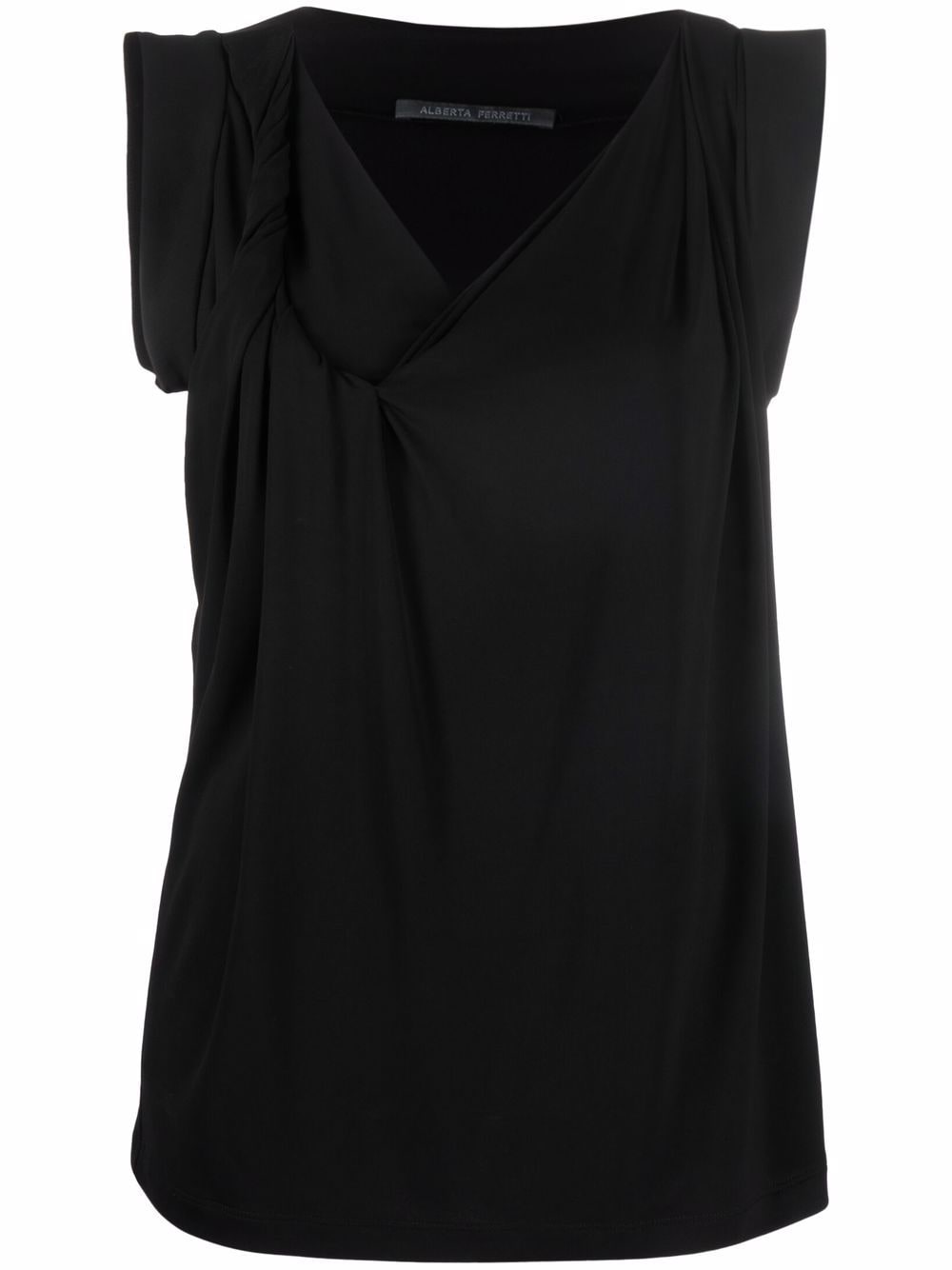 Black Top Draped Viscose Top