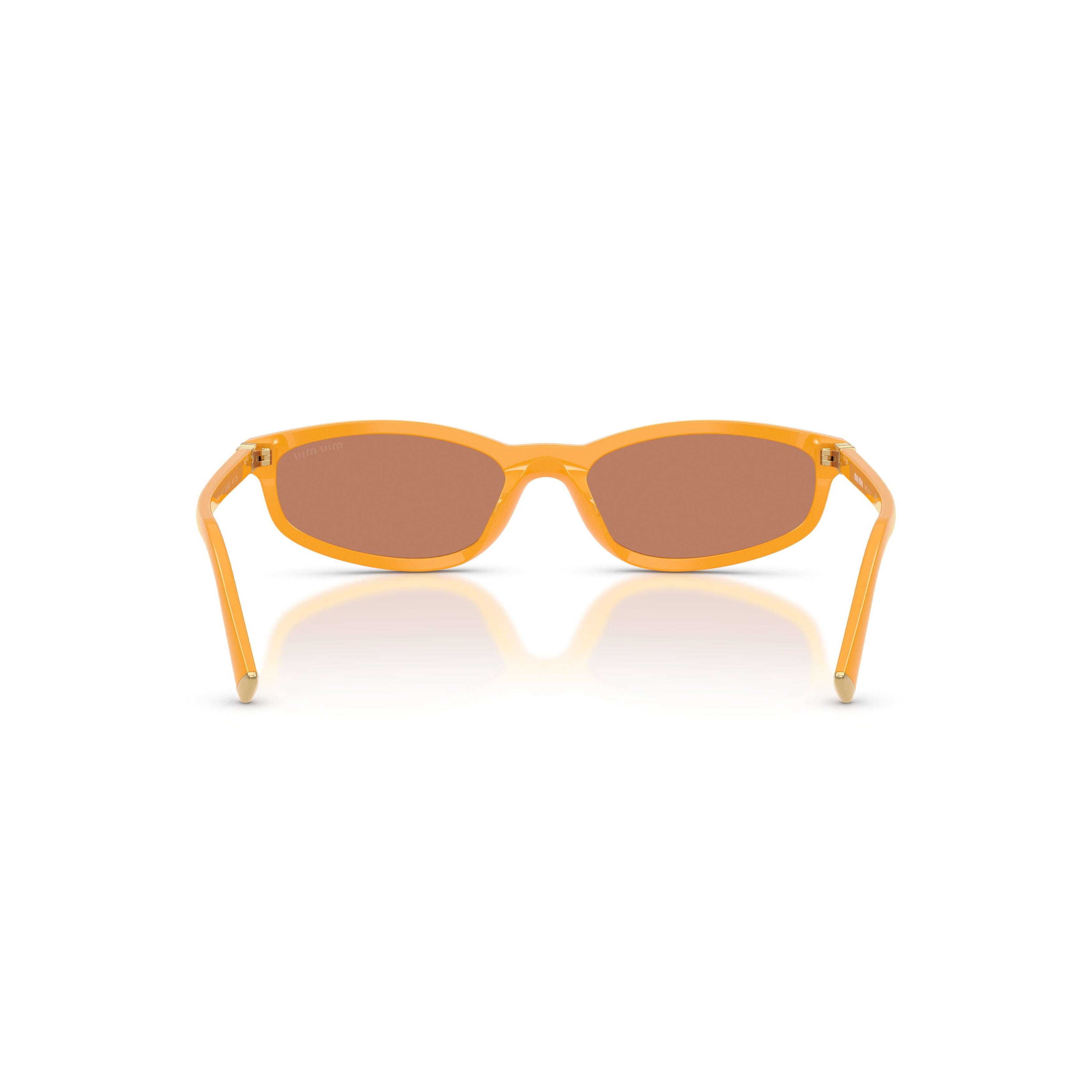 Rectangular Orange Acetate Sunglasses with Metallic Accents