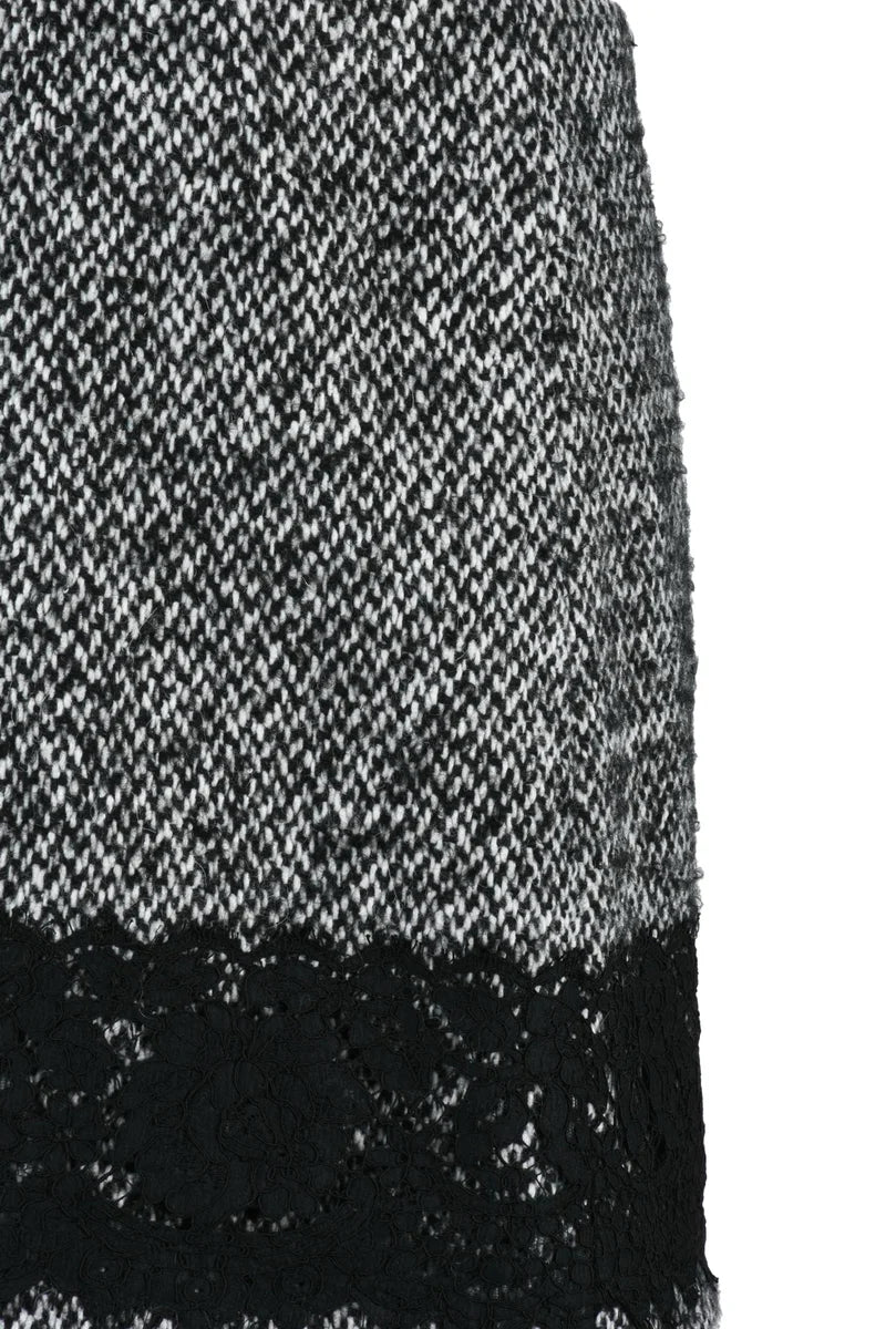 Wool Mini Skirt - White/Black