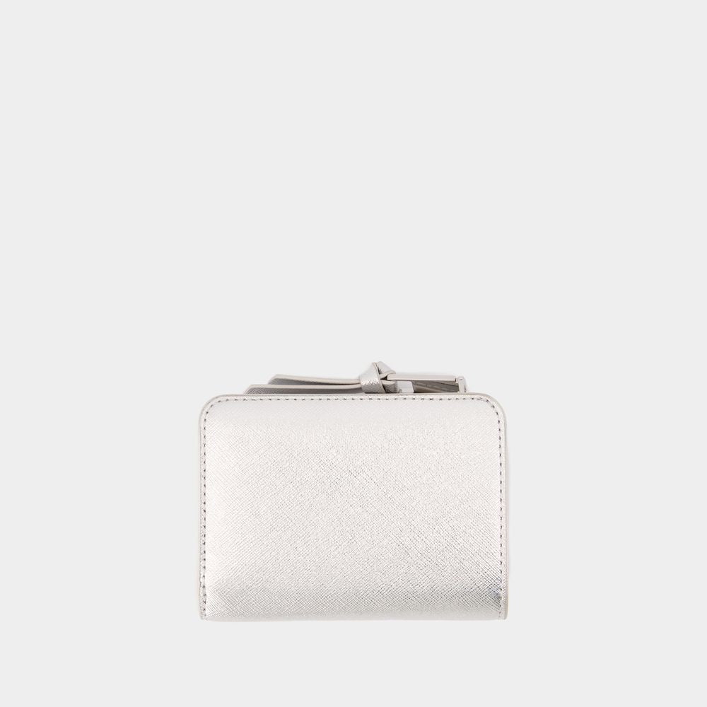 The Mini Compact Wallet - Leather - Silver